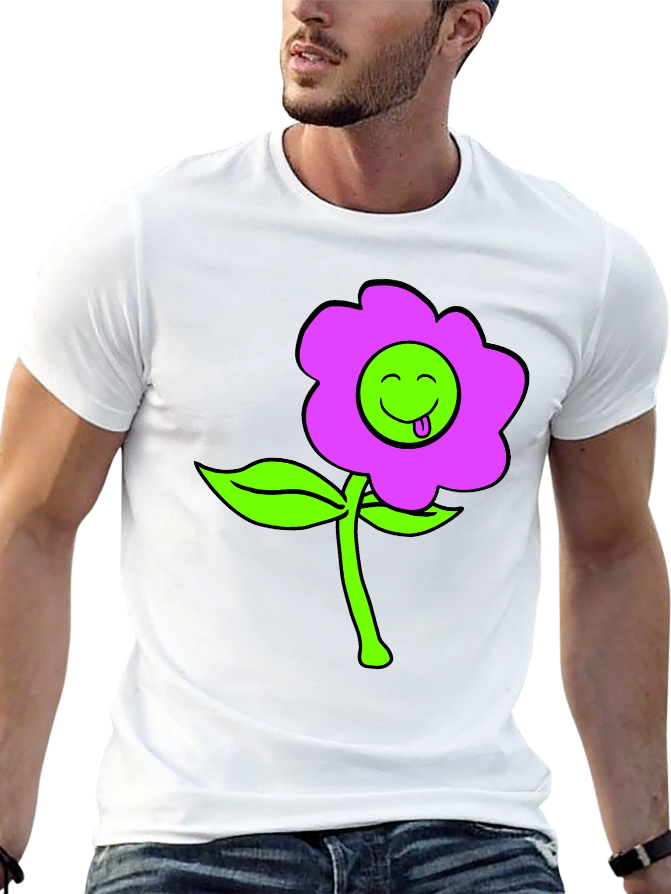 Funky Flower T-Shirt - Black Cotton Blend