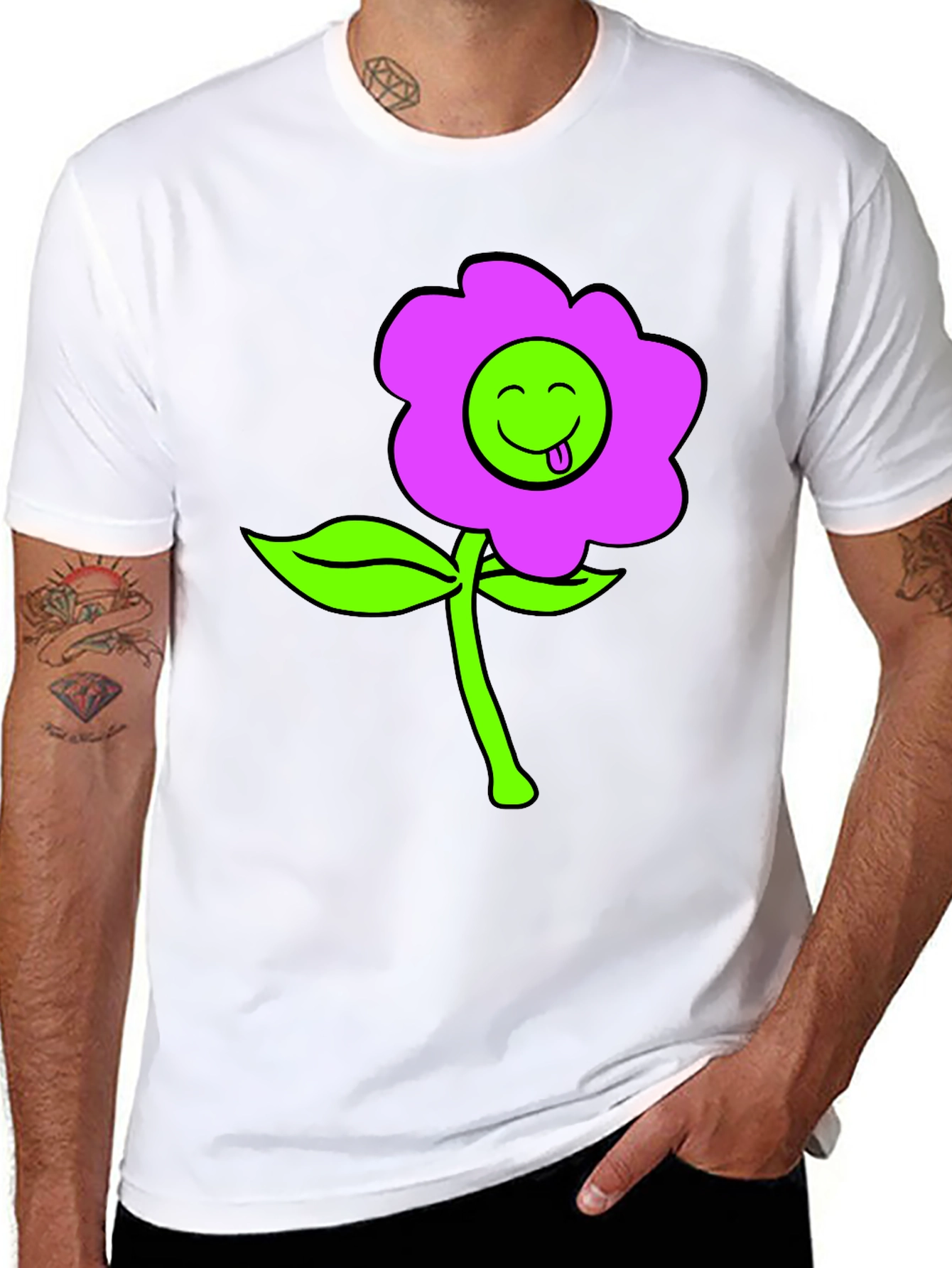 Funky Flower T-Shirt - Black Cotton Blend