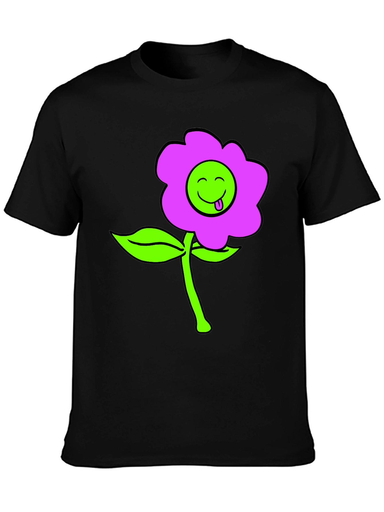 Funky Flower T-Shirt - Black Cotton Blend