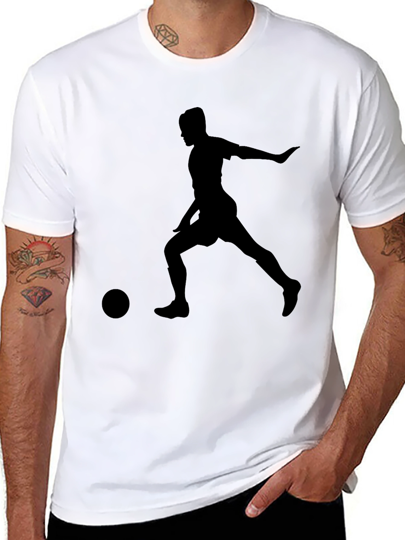 Soccer Player Graphic T-Shirt - Black