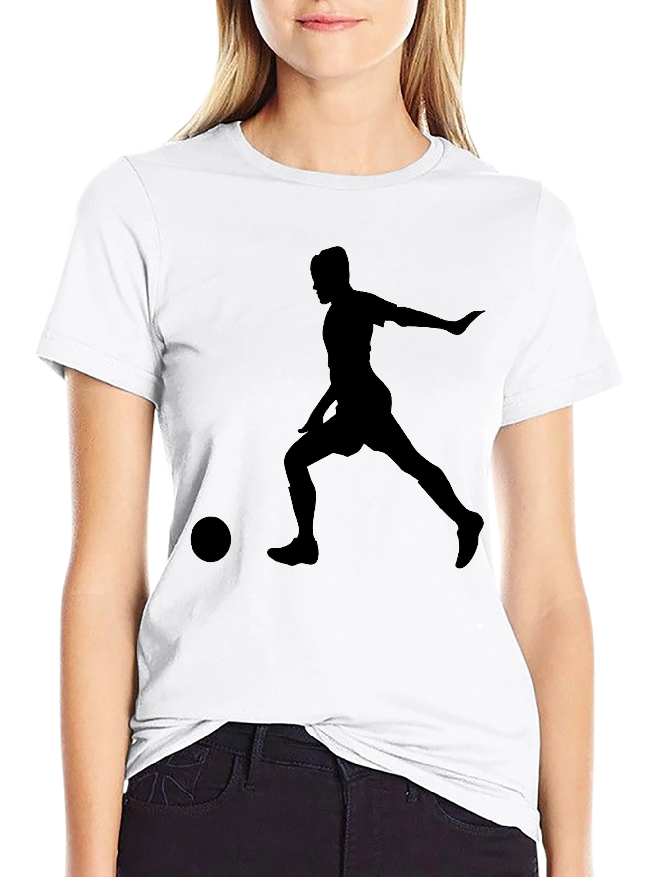 Soccer Player Graphic T-Shirt - Black