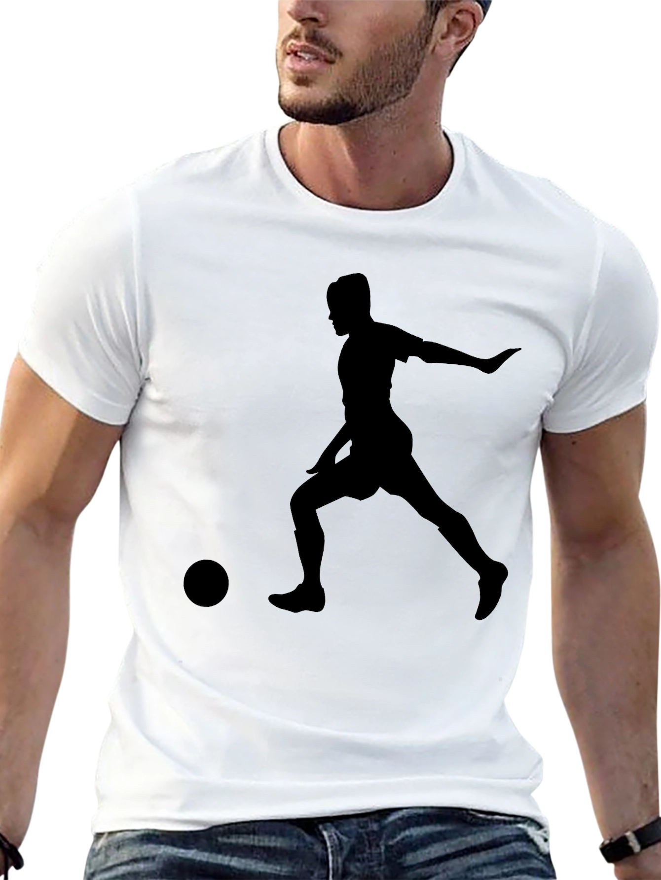 Soccer Player Graphic T-Shirt - Black