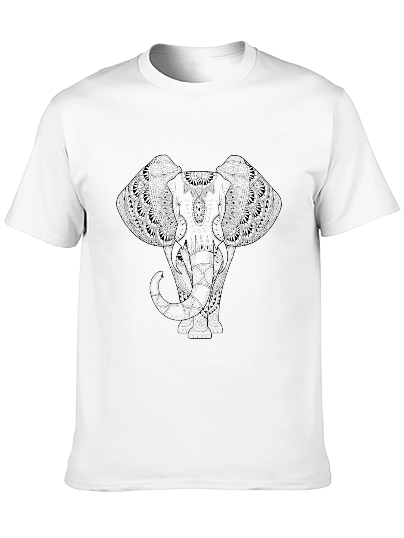 Elephant Mandala Graphic Tee - Black T-Shirt