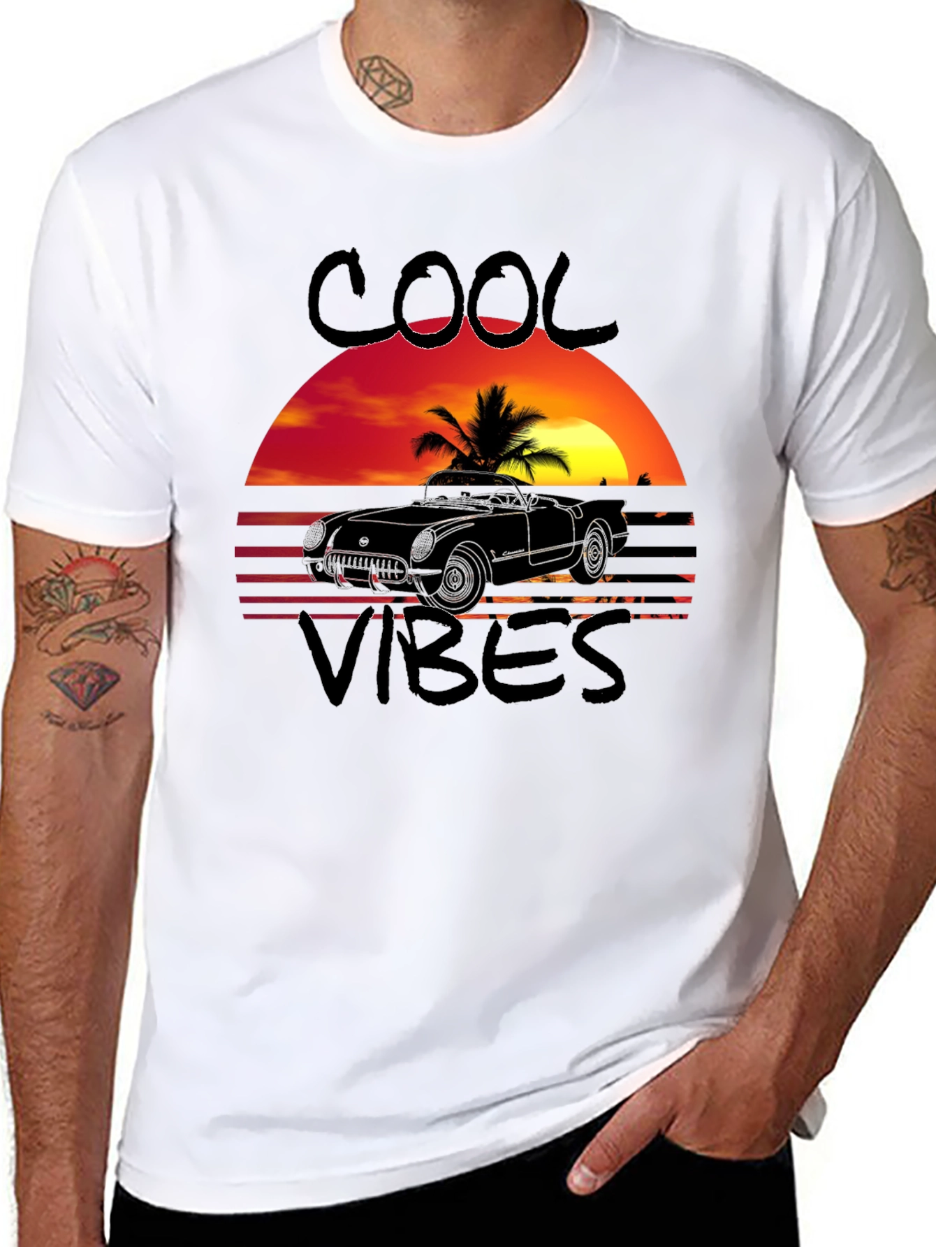 Cool Vibes Car Graphic T-Shirt