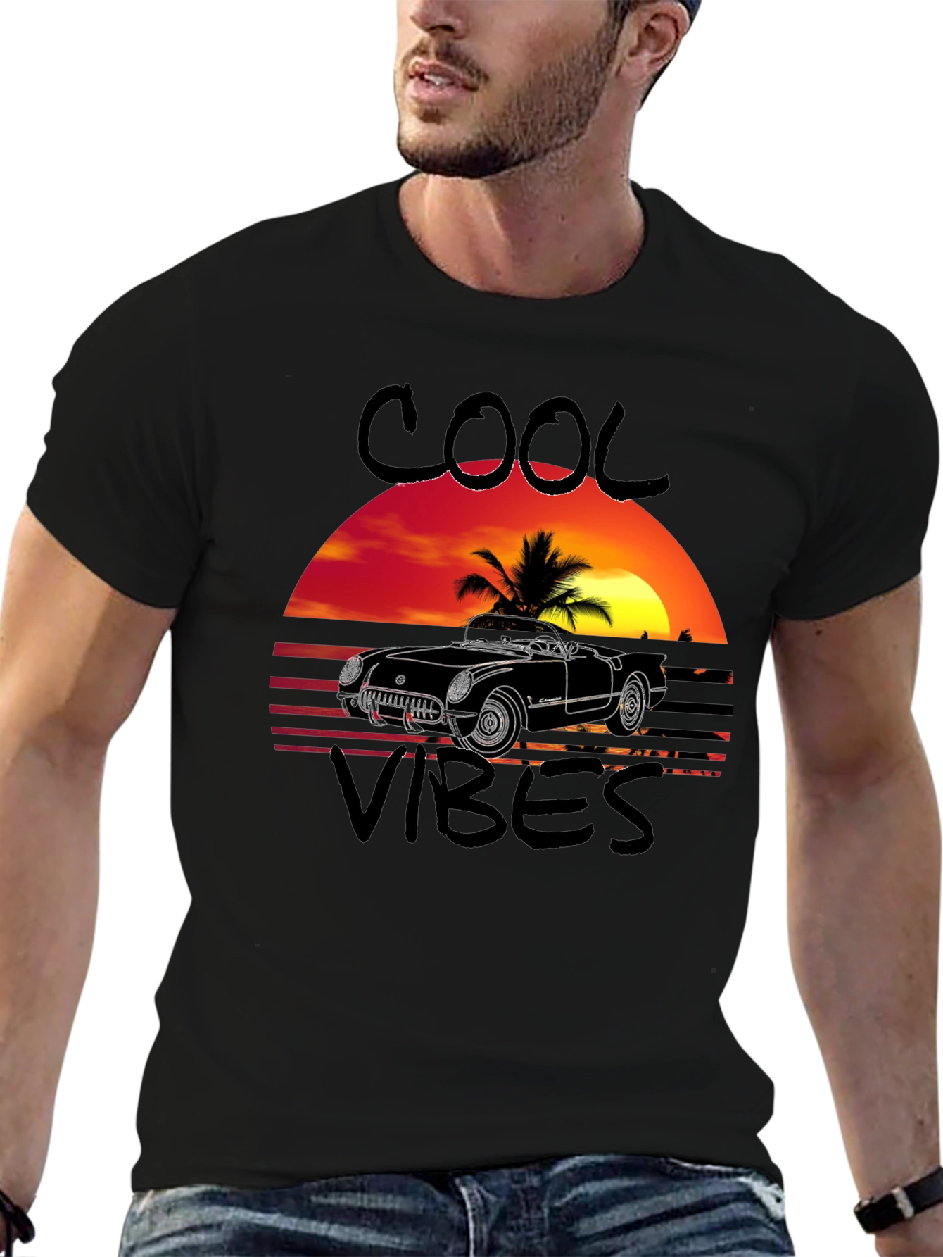 Cool Vibes Car Graphic T-Shirt