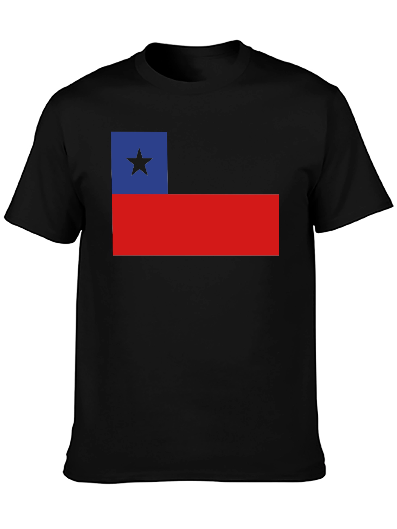Chile Flag T-Shirt Black Cotton Tee
