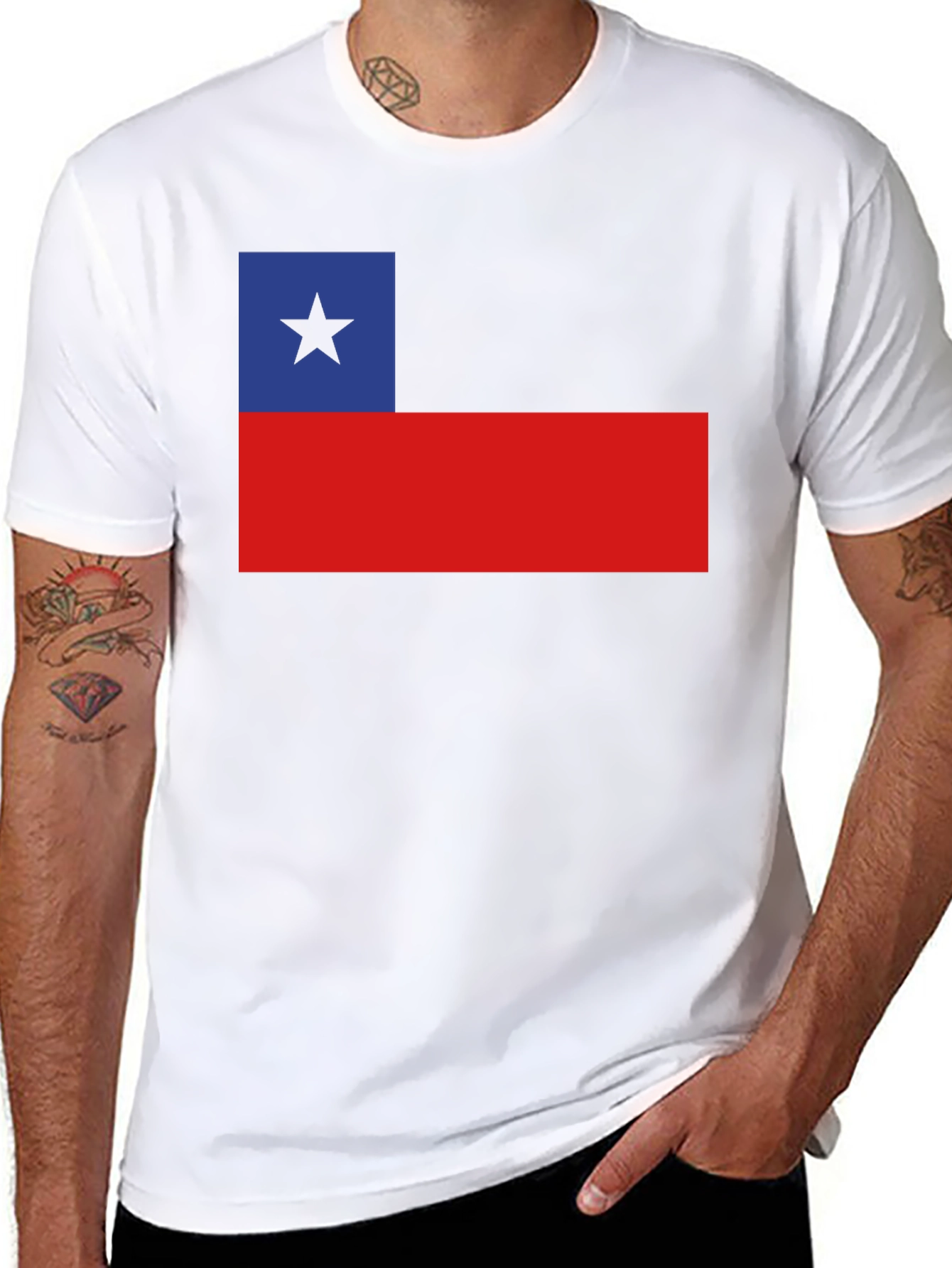 Chile Flag T-Shirt Black Cotton Tee