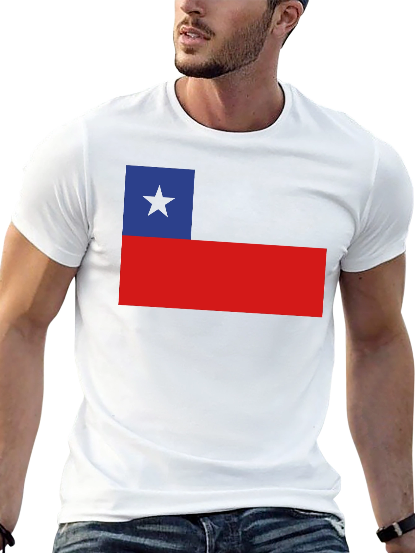 Chile Flag T-Shirt Black Cotton Tee