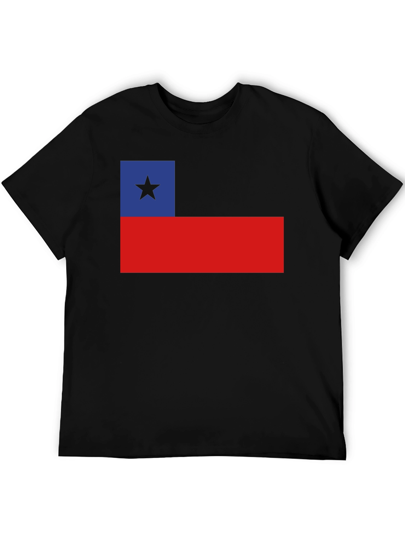 Chile Flag T-Shirt Black Cotton Tee