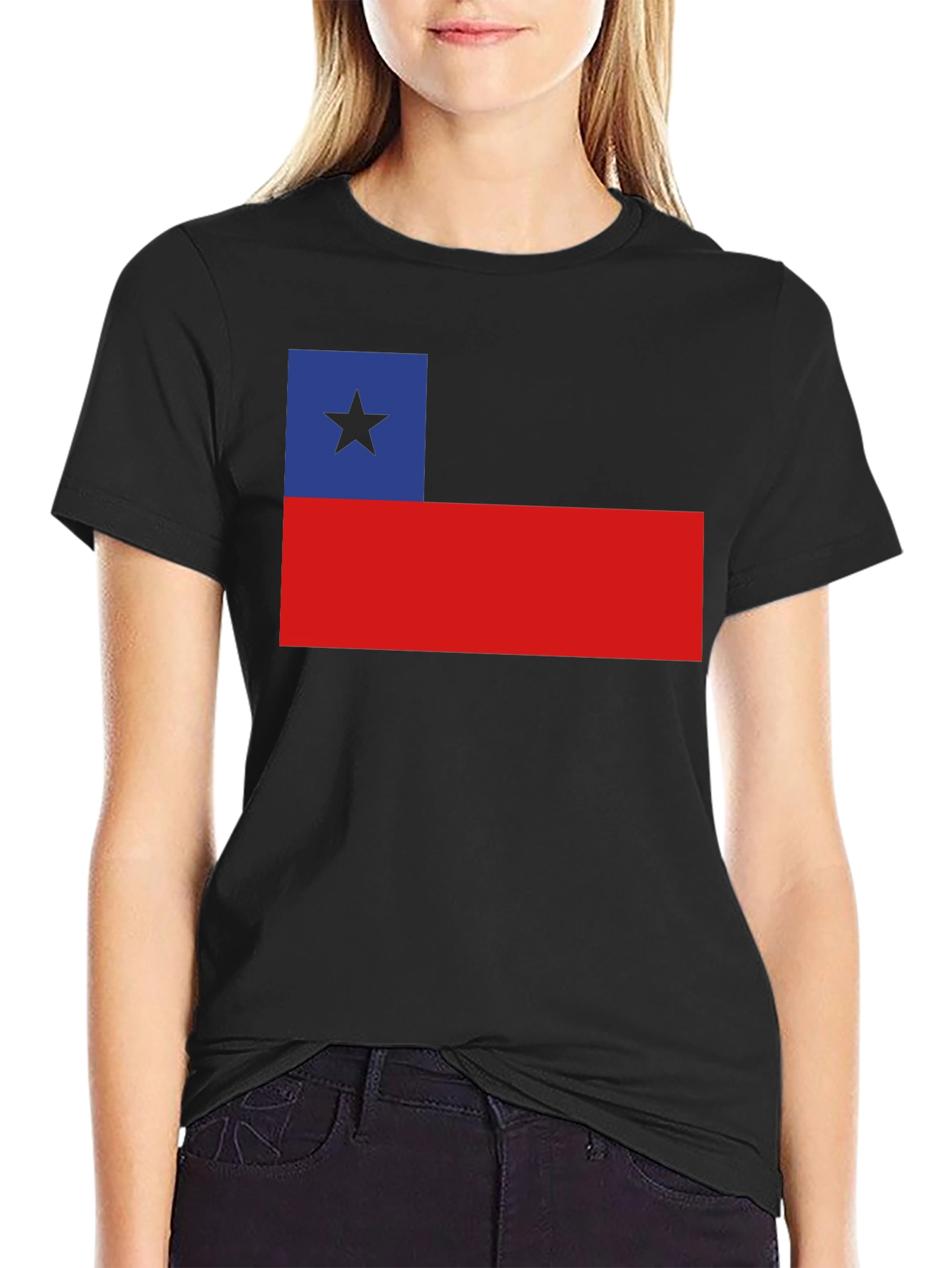 Chile Flag T-Shirt Black Cotton Tee