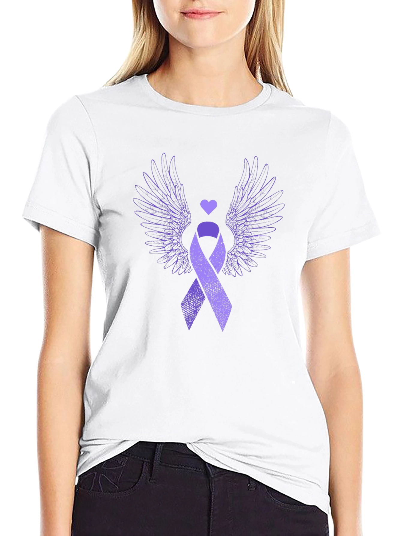 Purple Ribbon Wings Graphic Tee