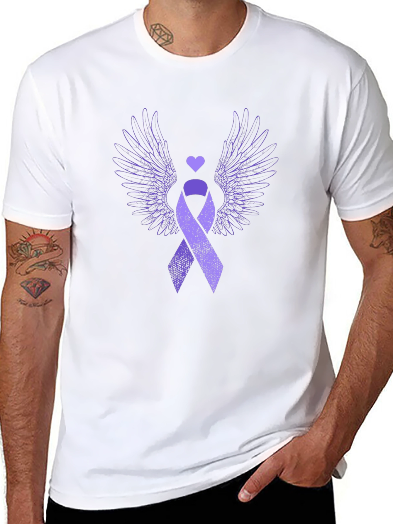 Purple Ribbon Wings Graphic Tee