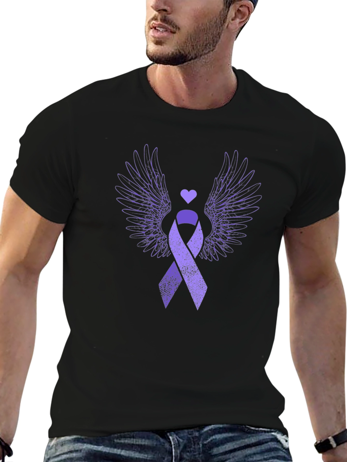 Purple Ribbon Wings Graphic Tee