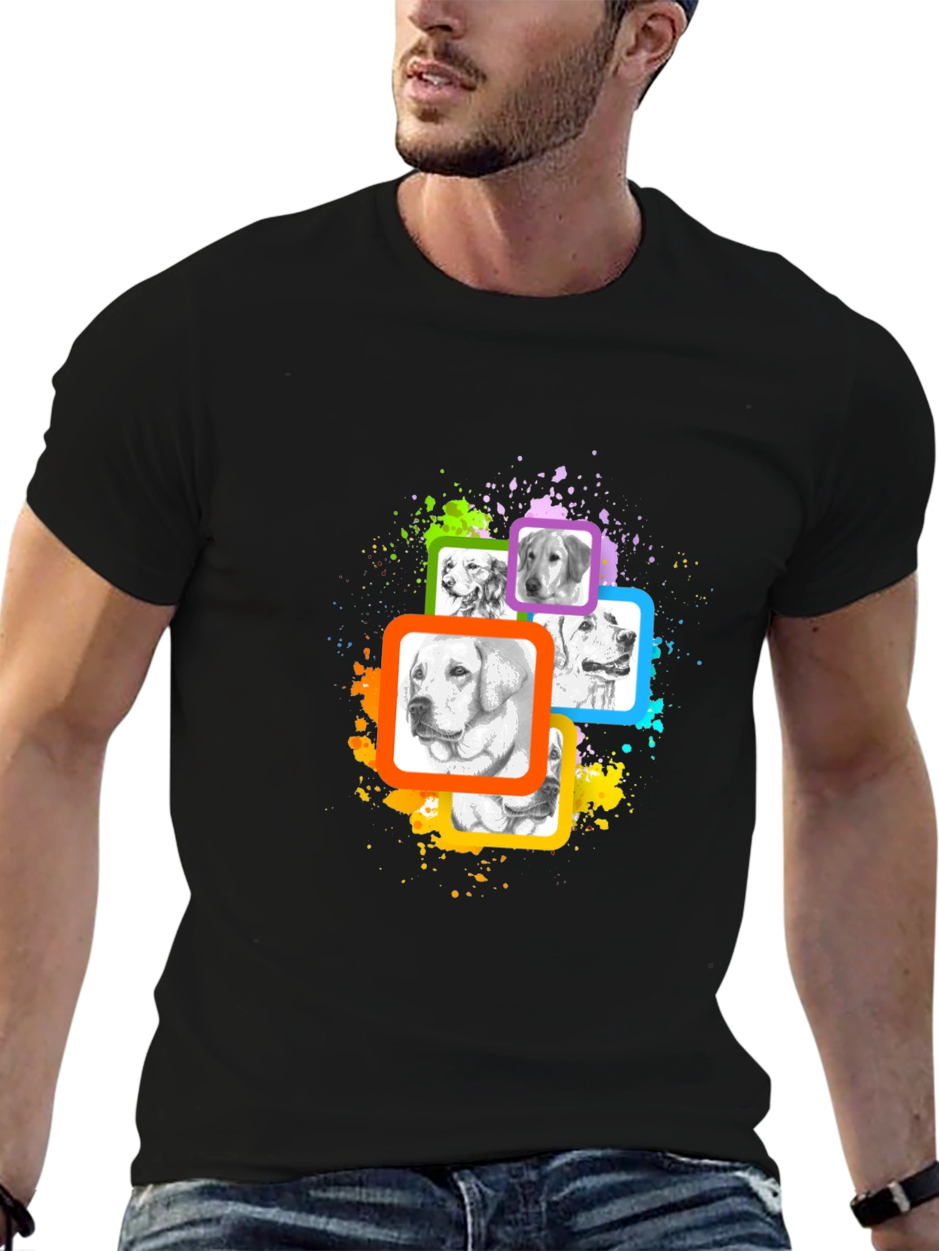 Dog Portrait Graphic T-Shirt - Black