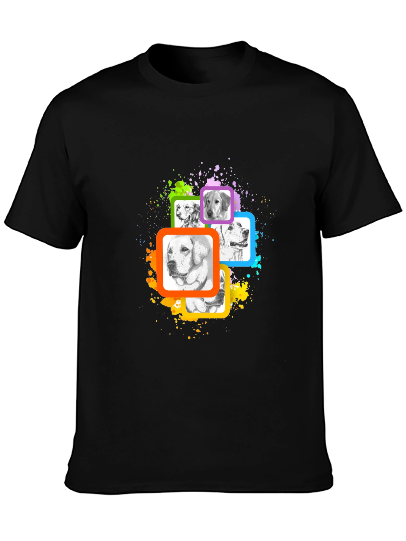 Dog Portrait Graphic T-Shirt - Black
