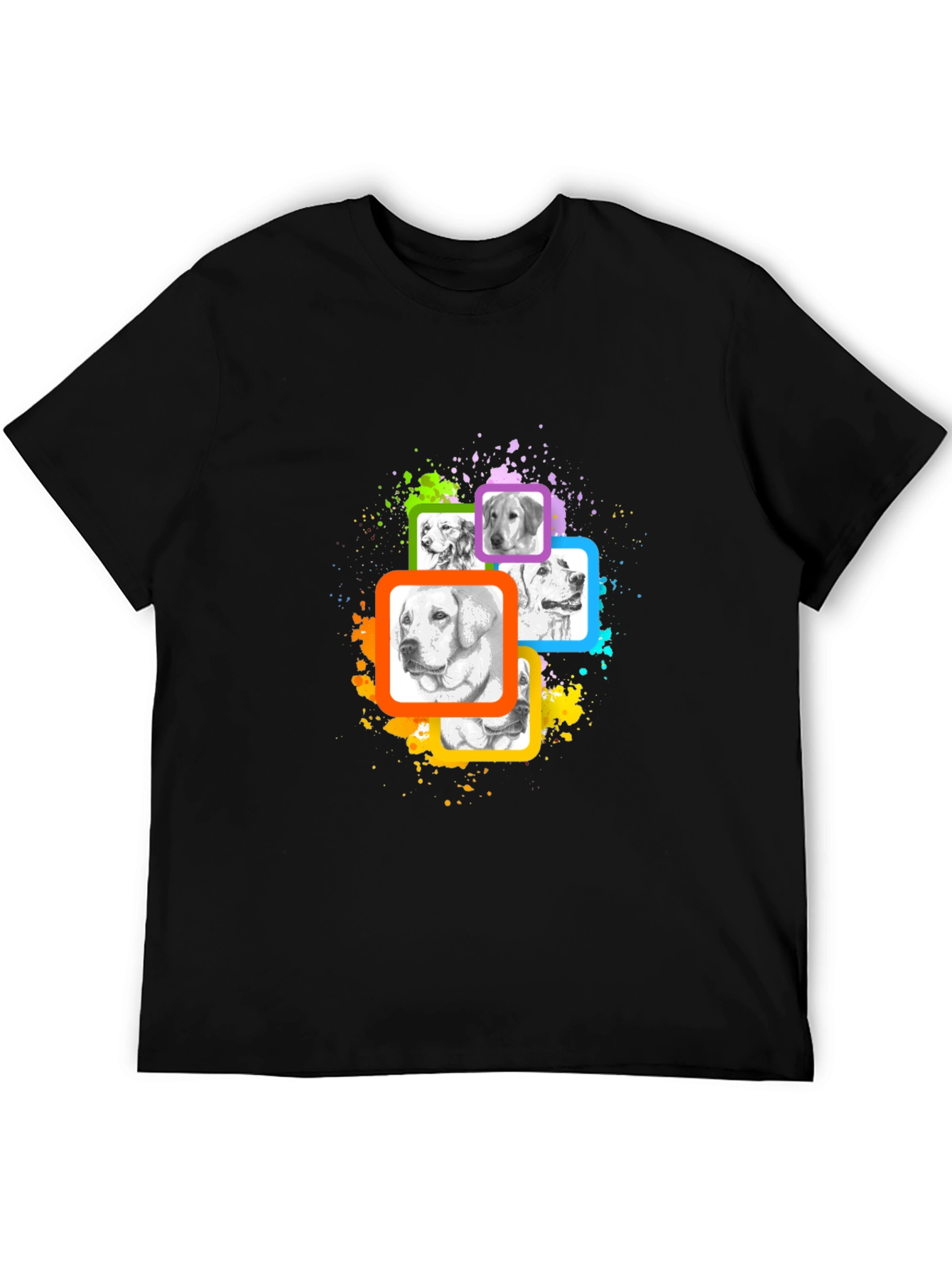 Dog Portrait Graphic T-Shirt - Black