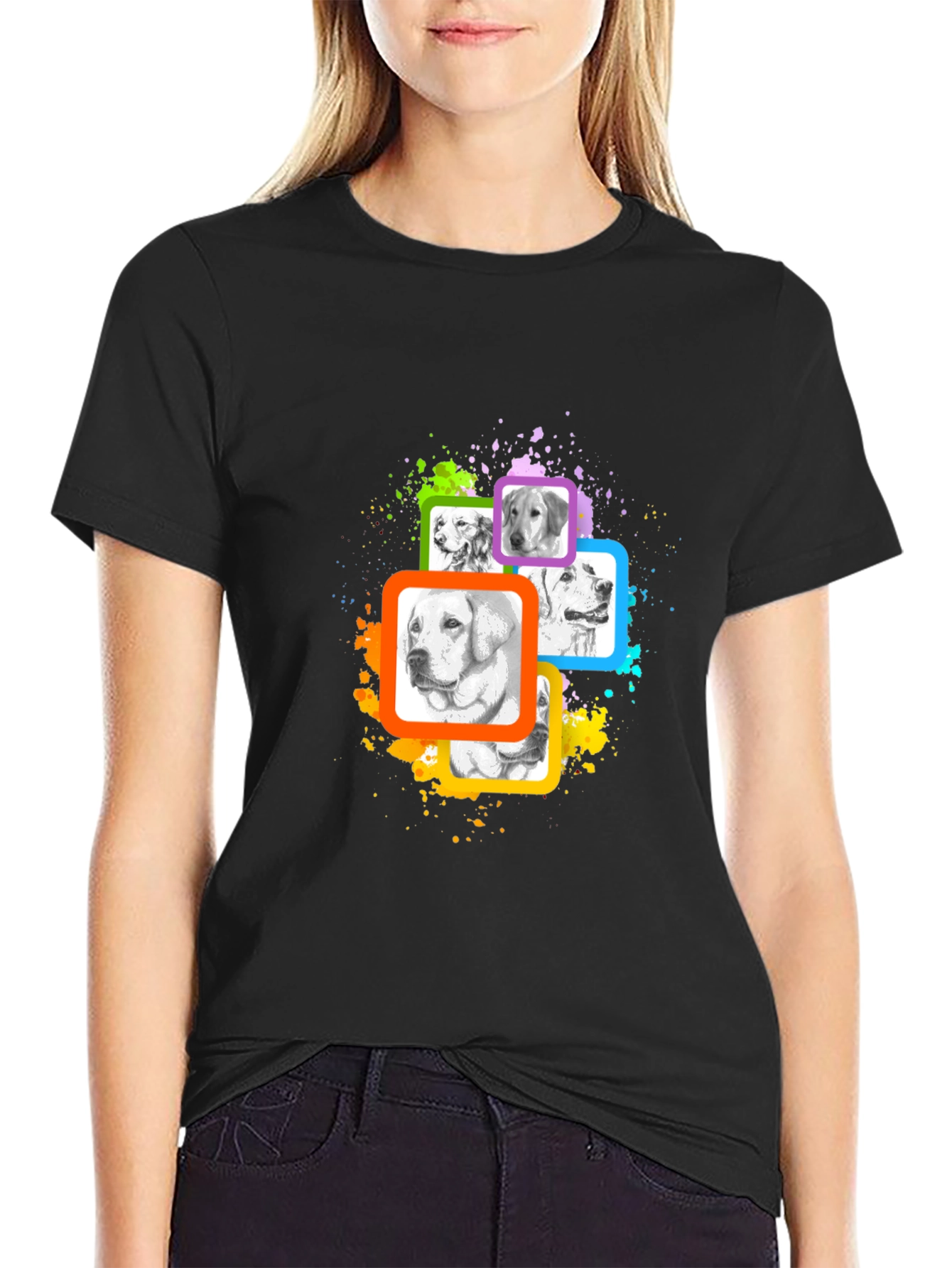 Dog Portrait Graphic T-Shirt - Black
