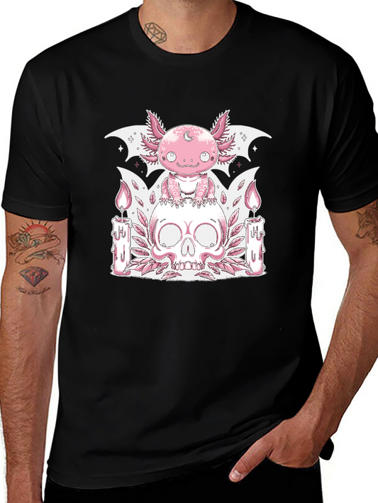 Axolotl Skull Graphic Tee - Goth Pastel