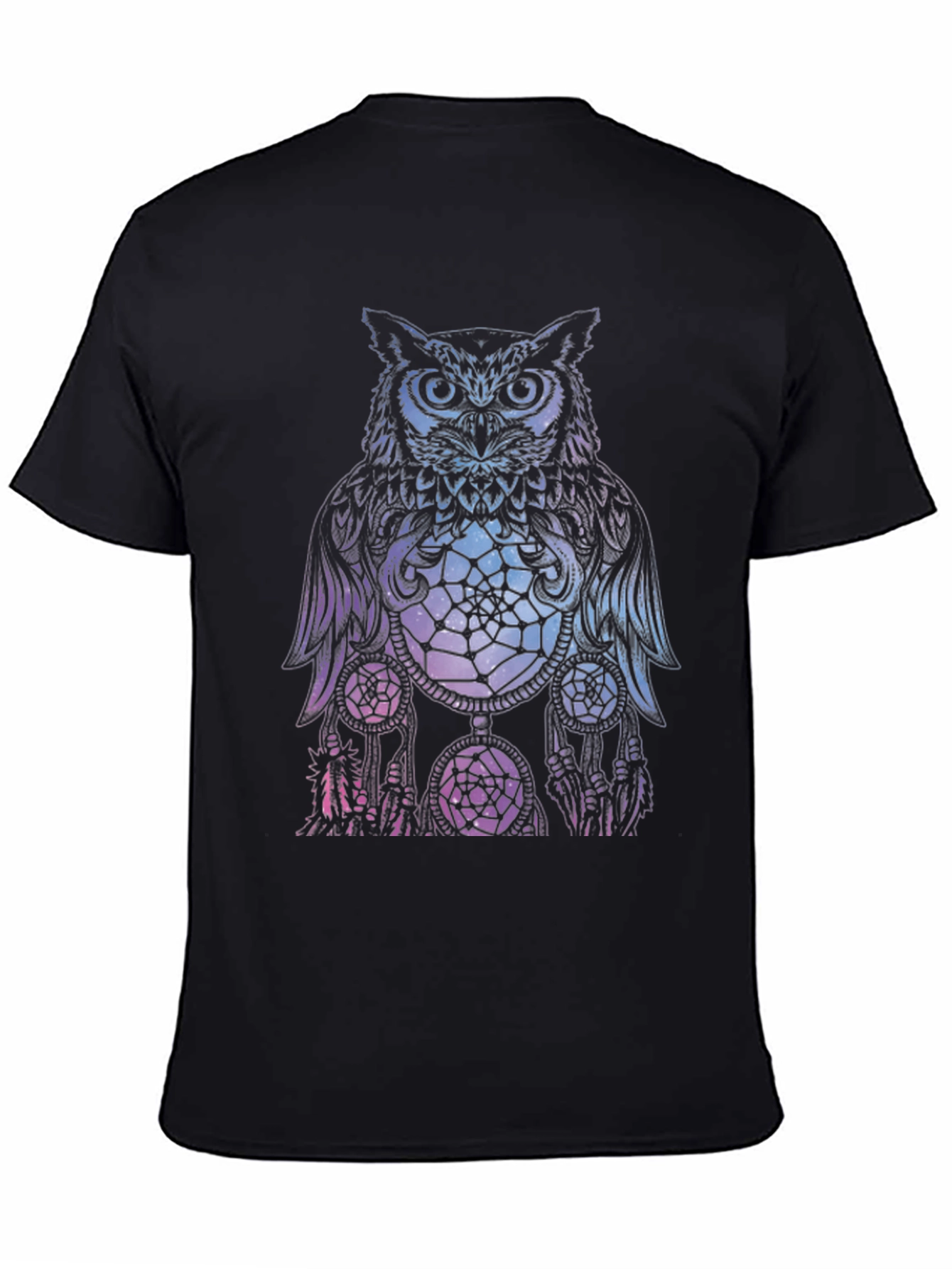Owl Dreamcatcher Graphic Tee - Black Cotton T-Shirt