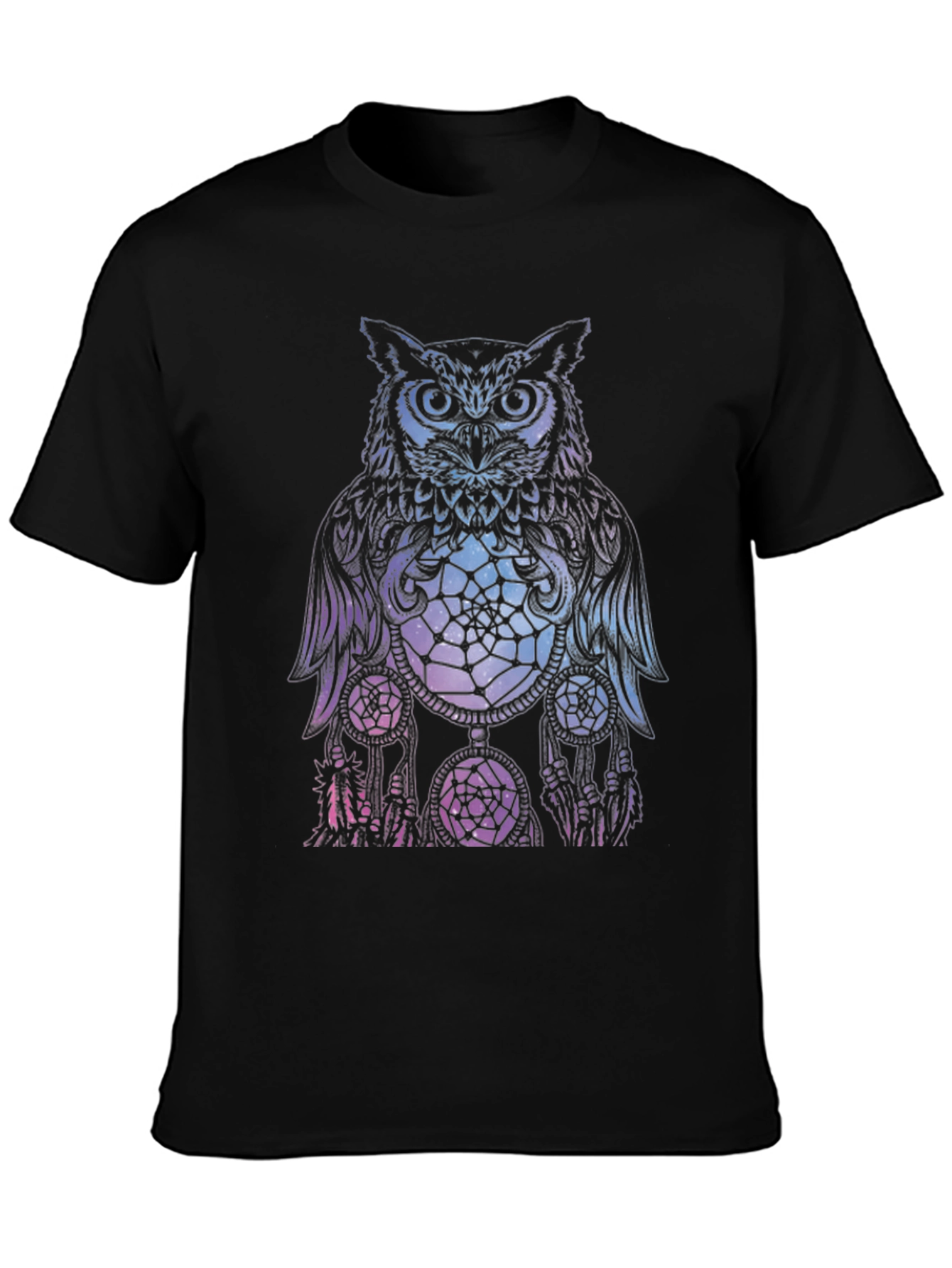 Owl Dreamcatcher Graphic Tee - Black Cotton T-Shirt
