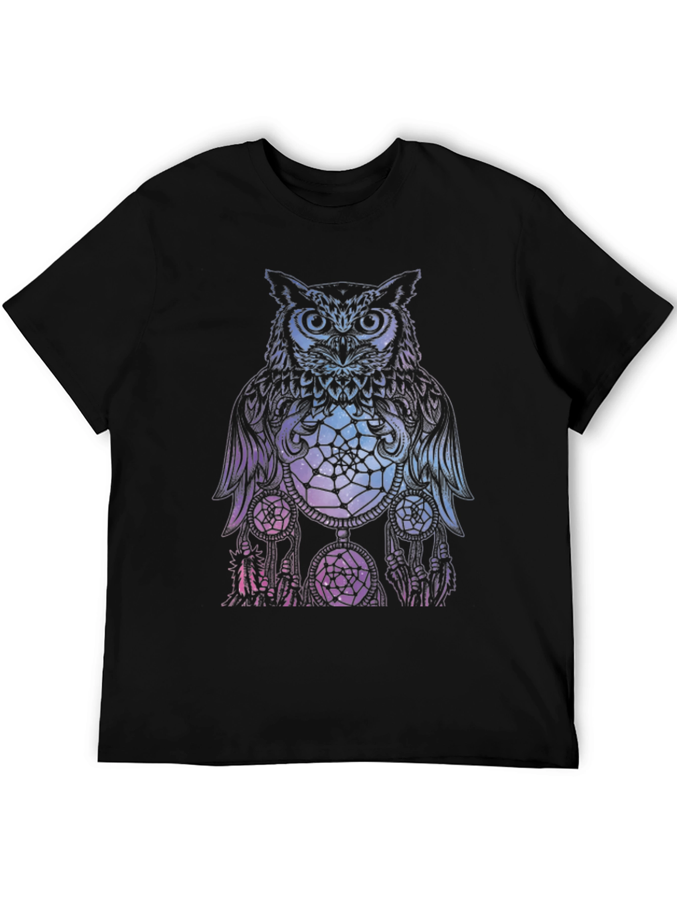 Owl Dreamcatcher Graphic Tee - Black Cotton T-Shirt