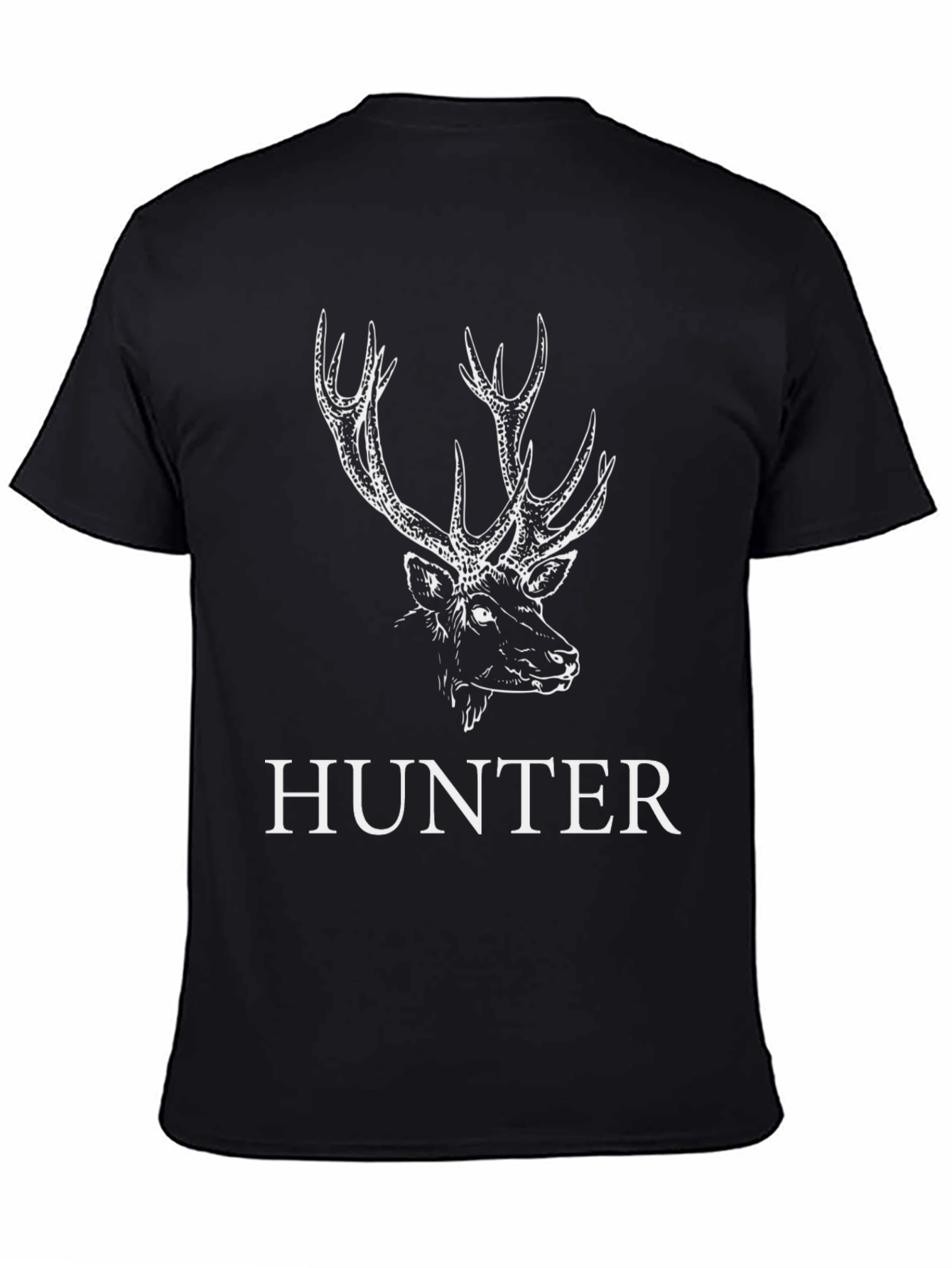 Hunter Deer Graphic Tee - Black Cotton T-Shirt