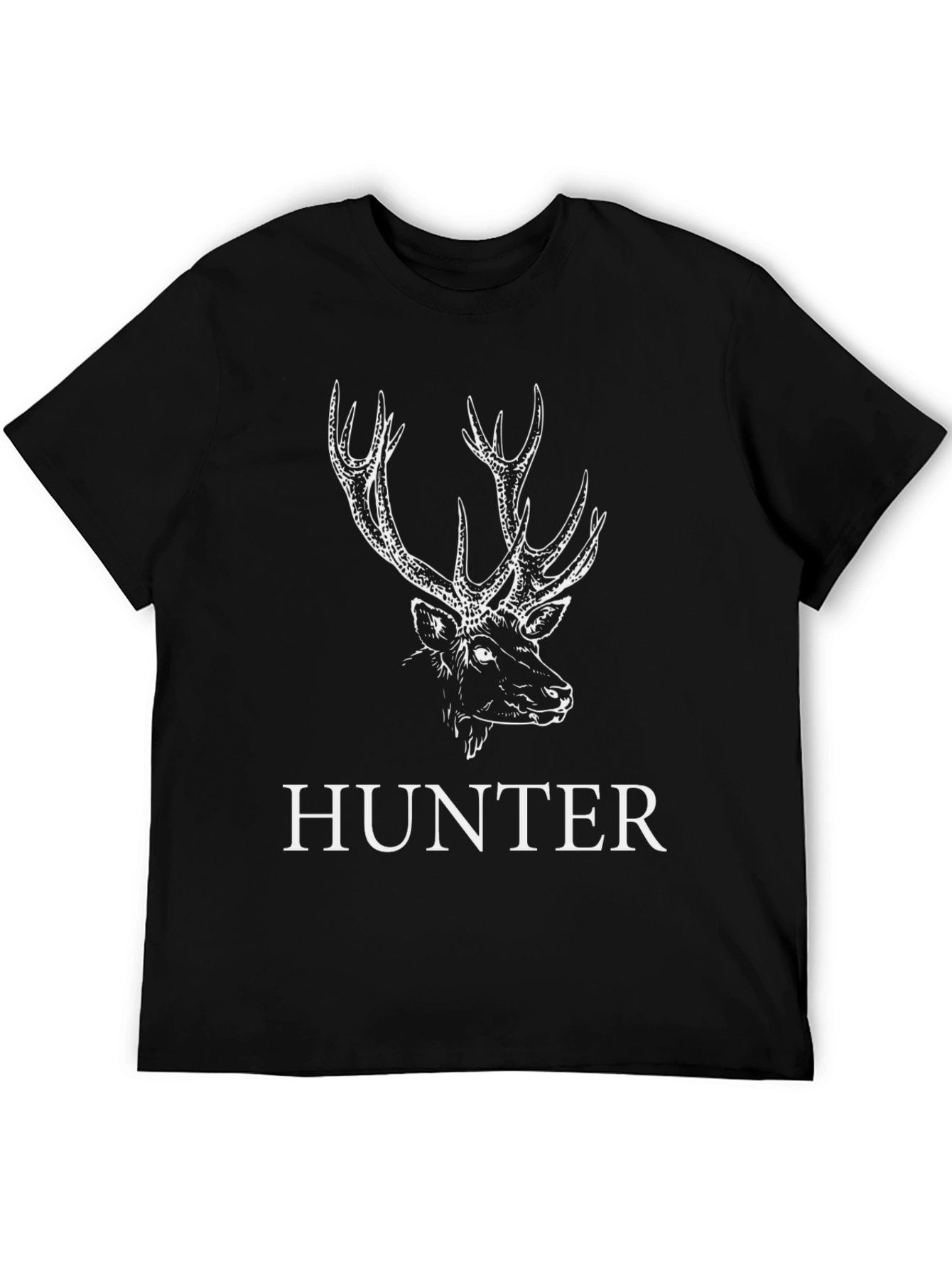 Hunter Deer Graphic Tee - Black Cotton T-Shirt