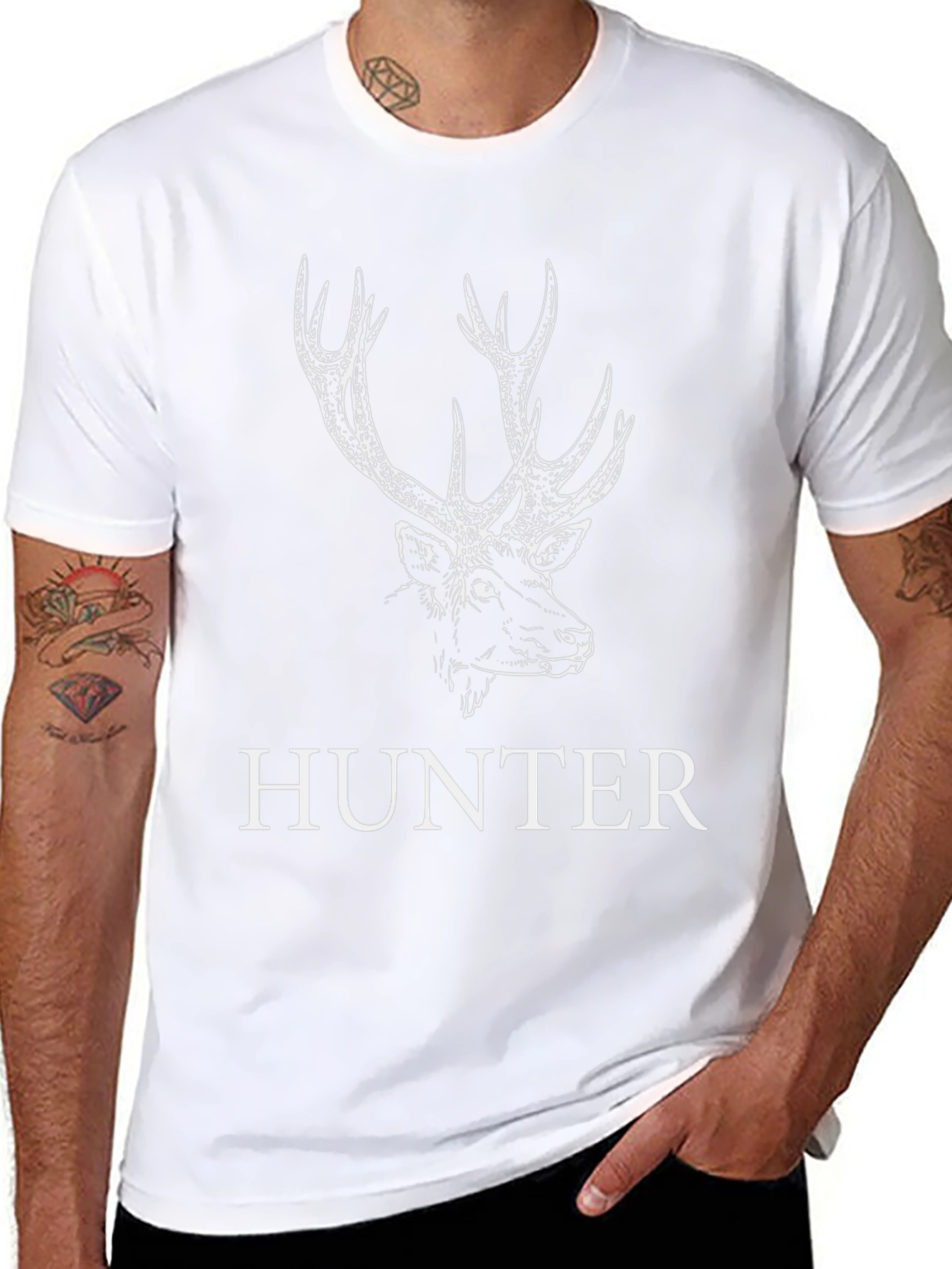 Hunter Deer Graphic Tee - Black Cotton T-Shirt
