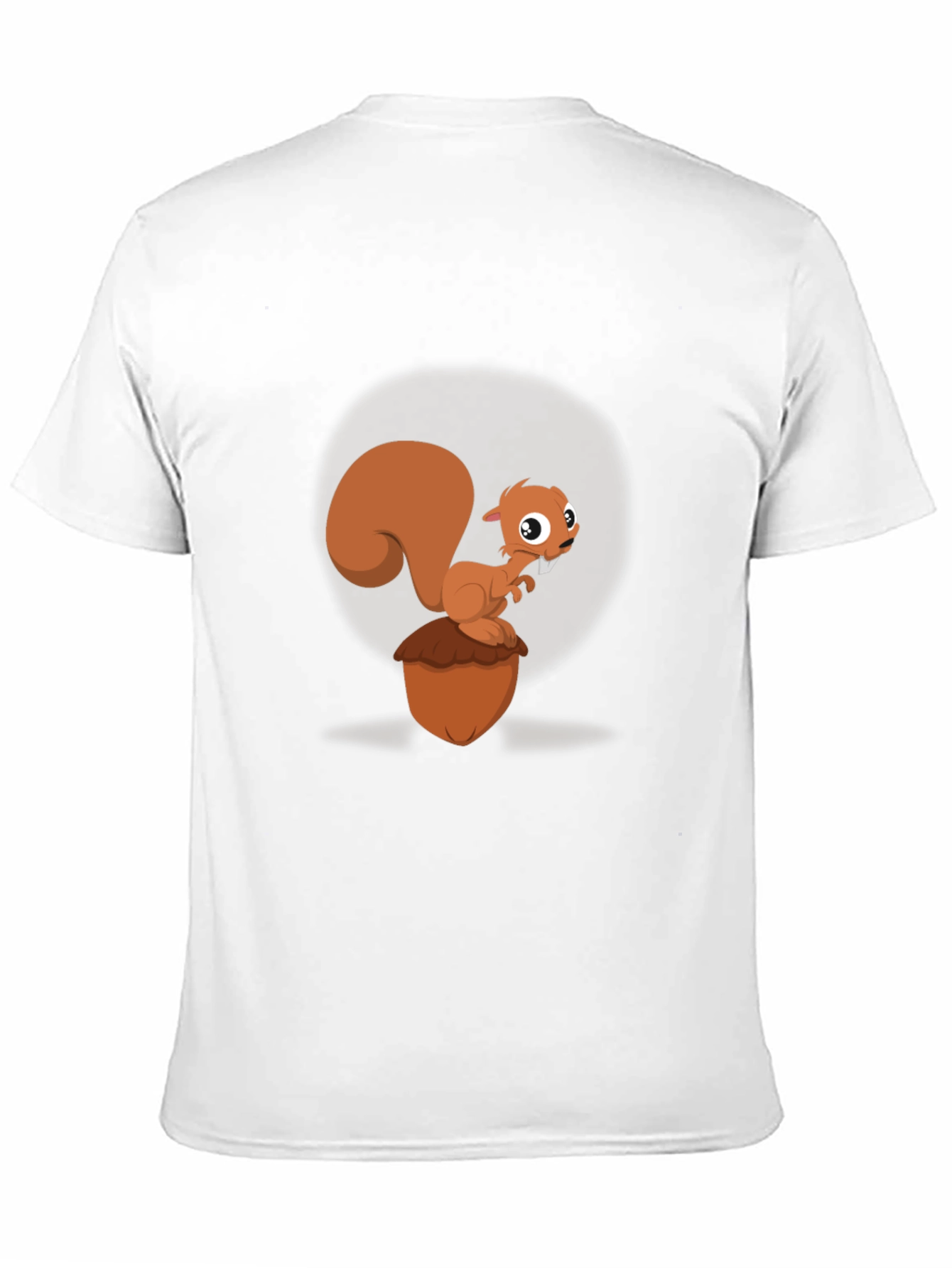 Cartoon Squirrel & Acorn Black T-Shirt