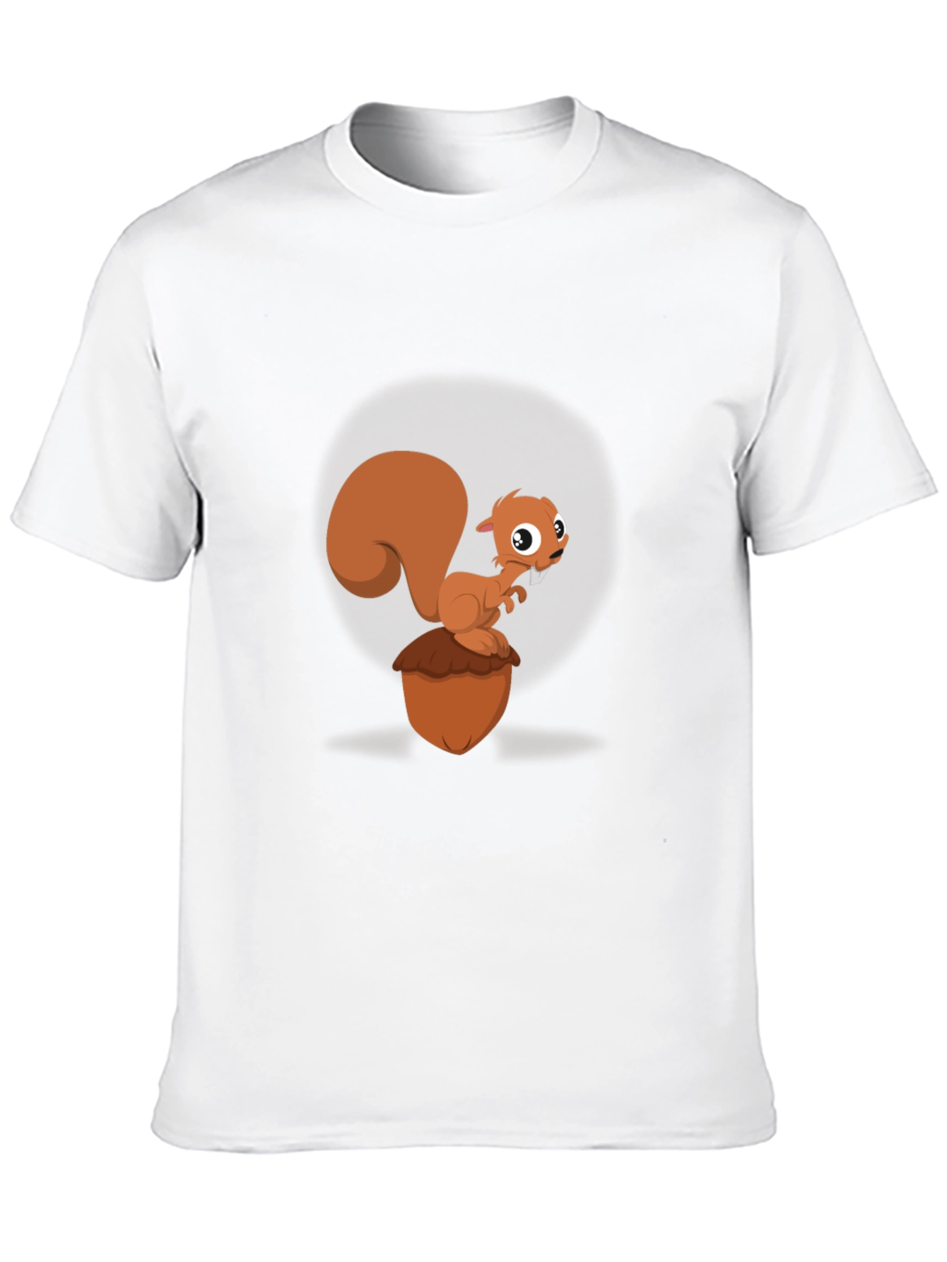 Cartoon Squirrel & Acorn Black T-Shirt