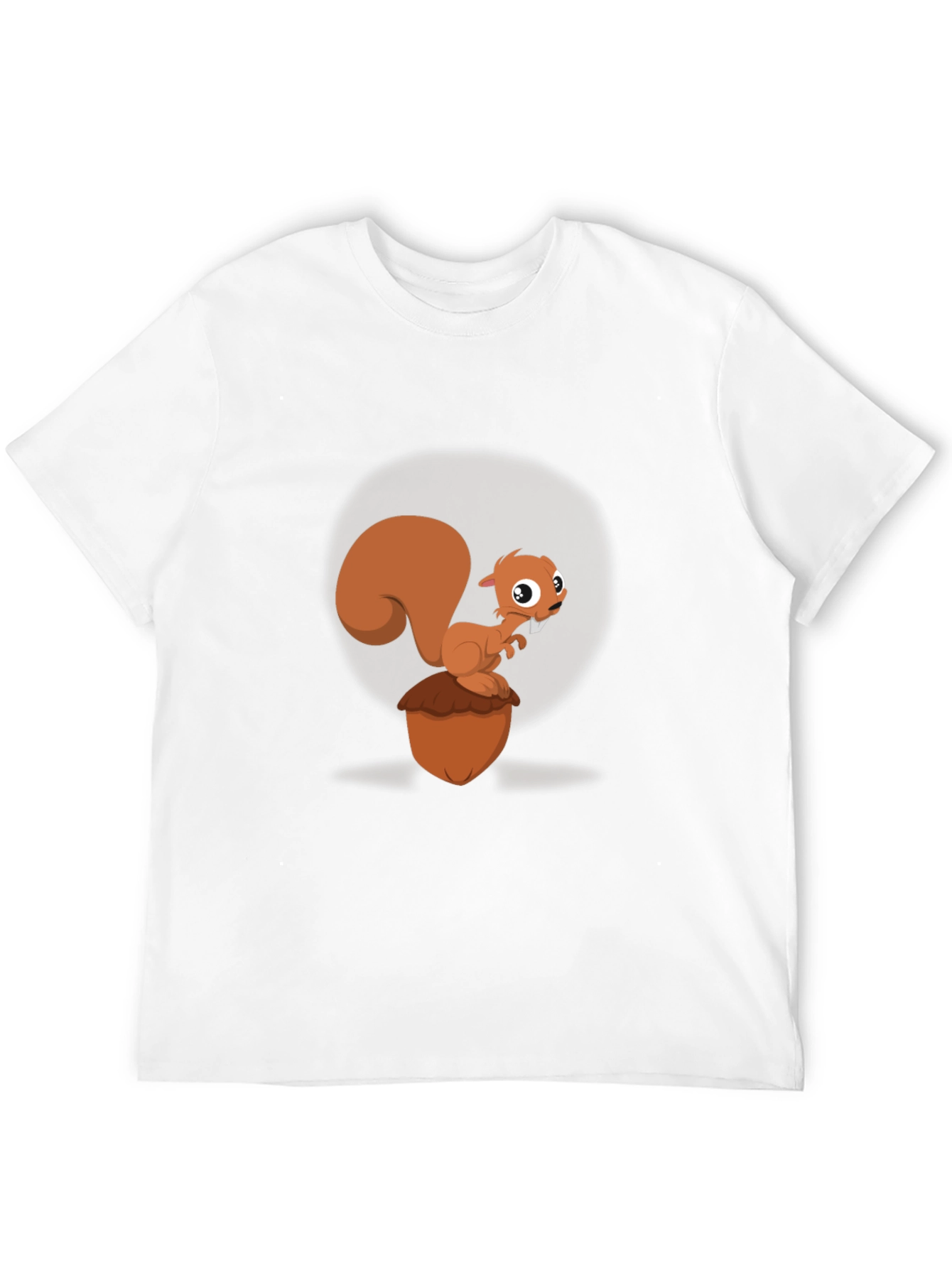 Cartoon Squirrel & Acorn Black T-Shirt