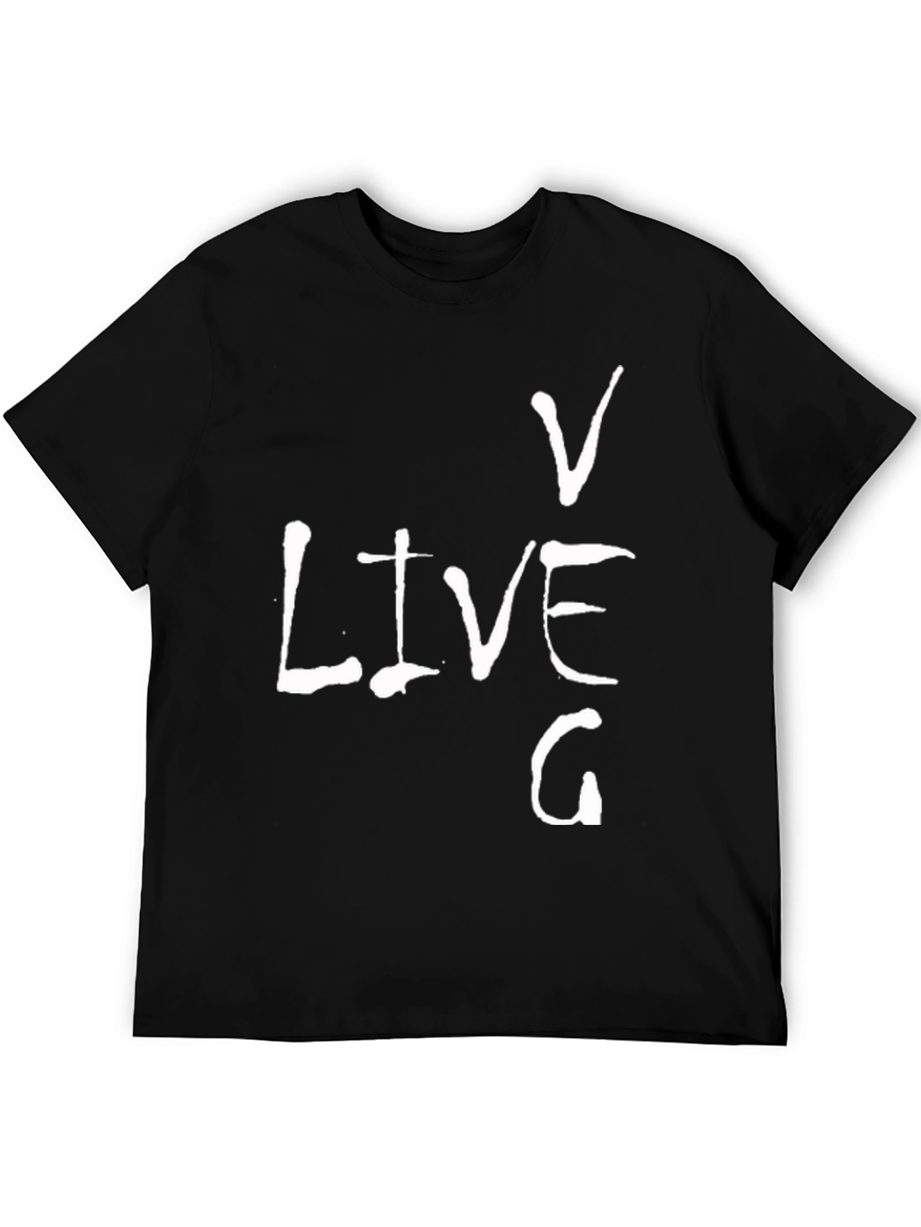 Live V G Mens Black Graphic T-Shirt