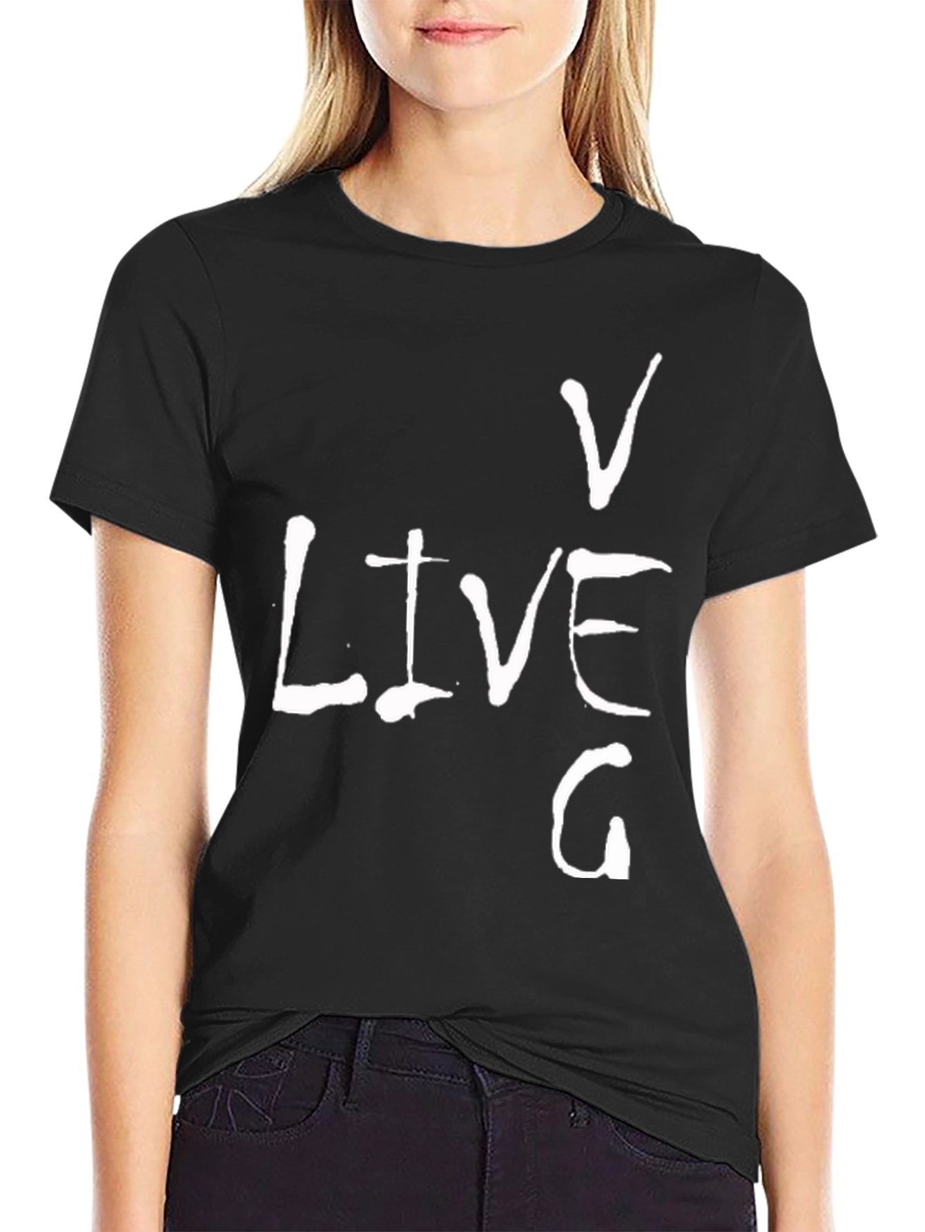 Live V G Mens Black Graphic T-Shirt