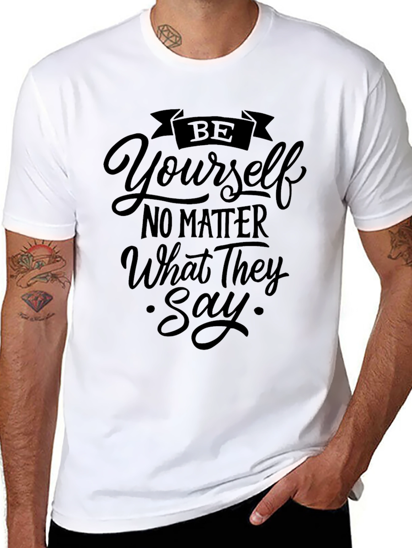 Be Yourself Graphic Tee - Motivational Black T-Shirt