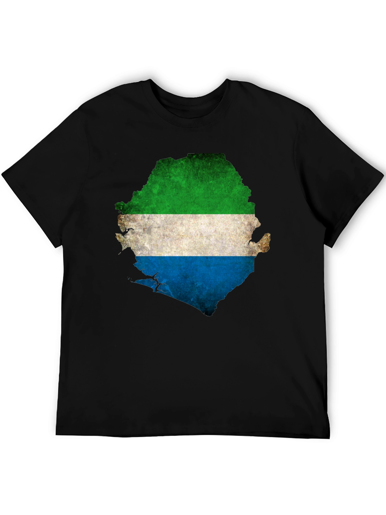 Sierra Leone Flag Map T-Shirt - Black