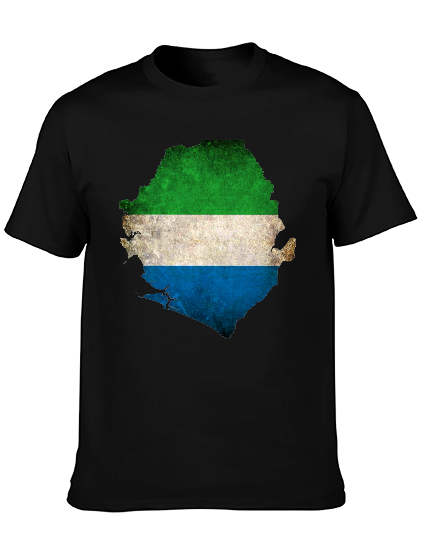 Sierra Leone Flag Map T-Shirt - Black