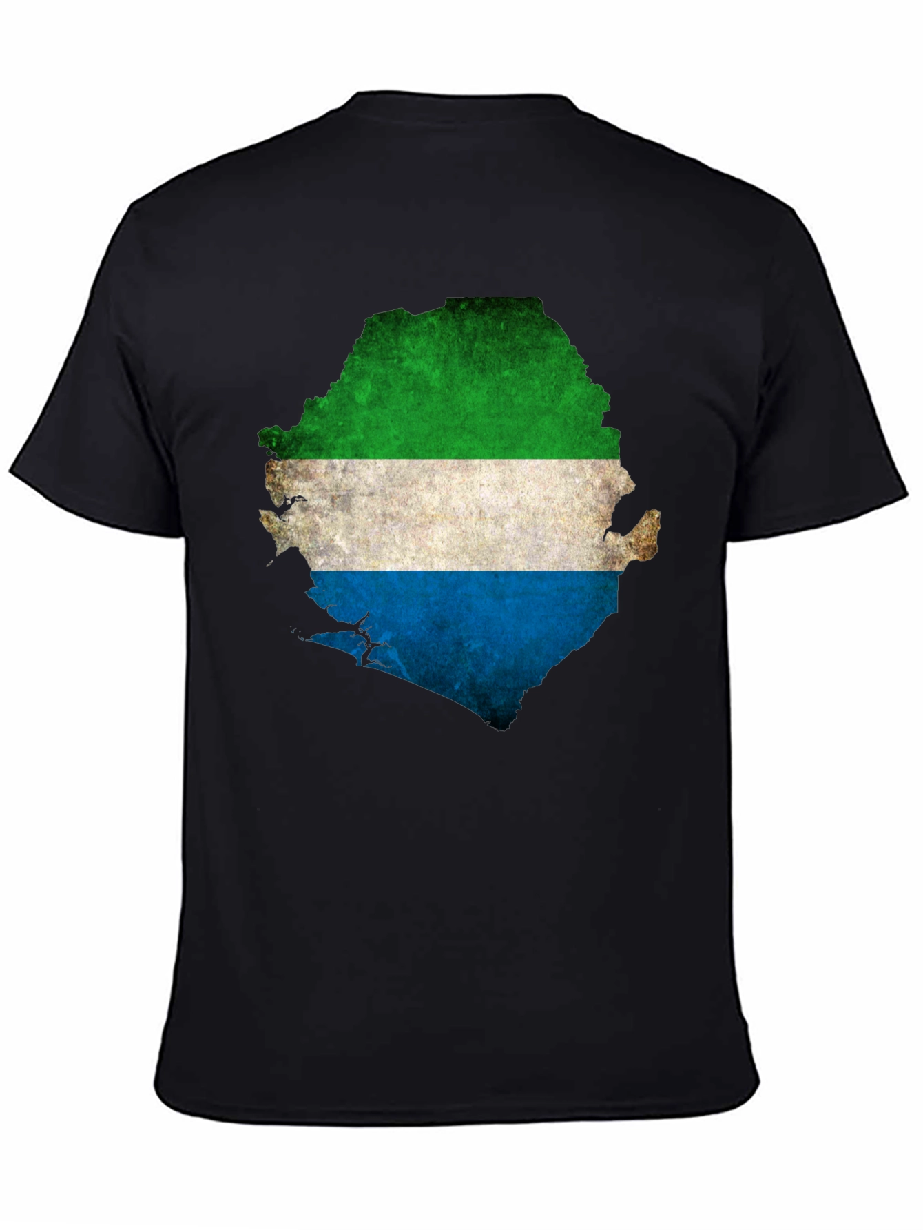 Sierra Leone Flag Map T-Shirt - Black