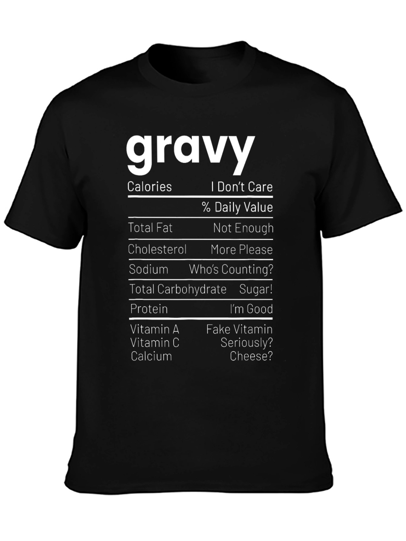 Gravy Nutrition Facts Funny T-Shirt