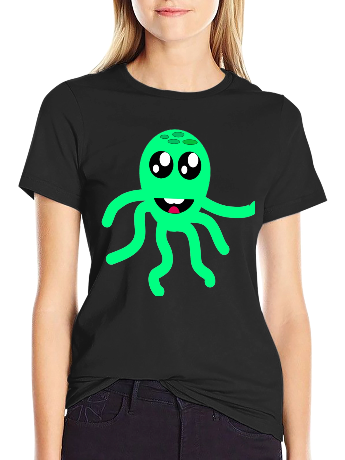 Cute Octopus Graphic Tee - Fun Black T-Shirt