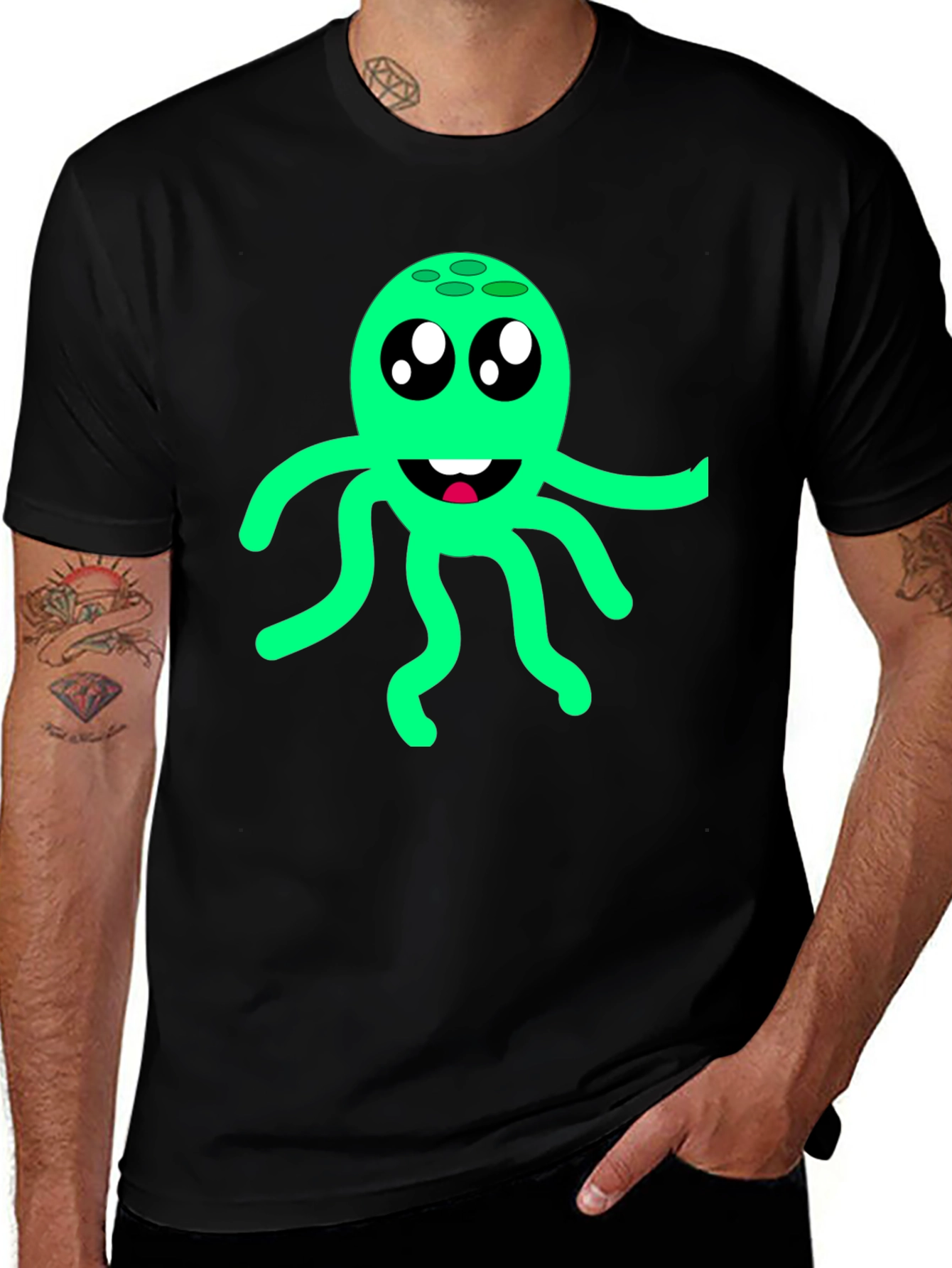 Cute Octopus Graphic Tee - Fun Black T-Shirt
