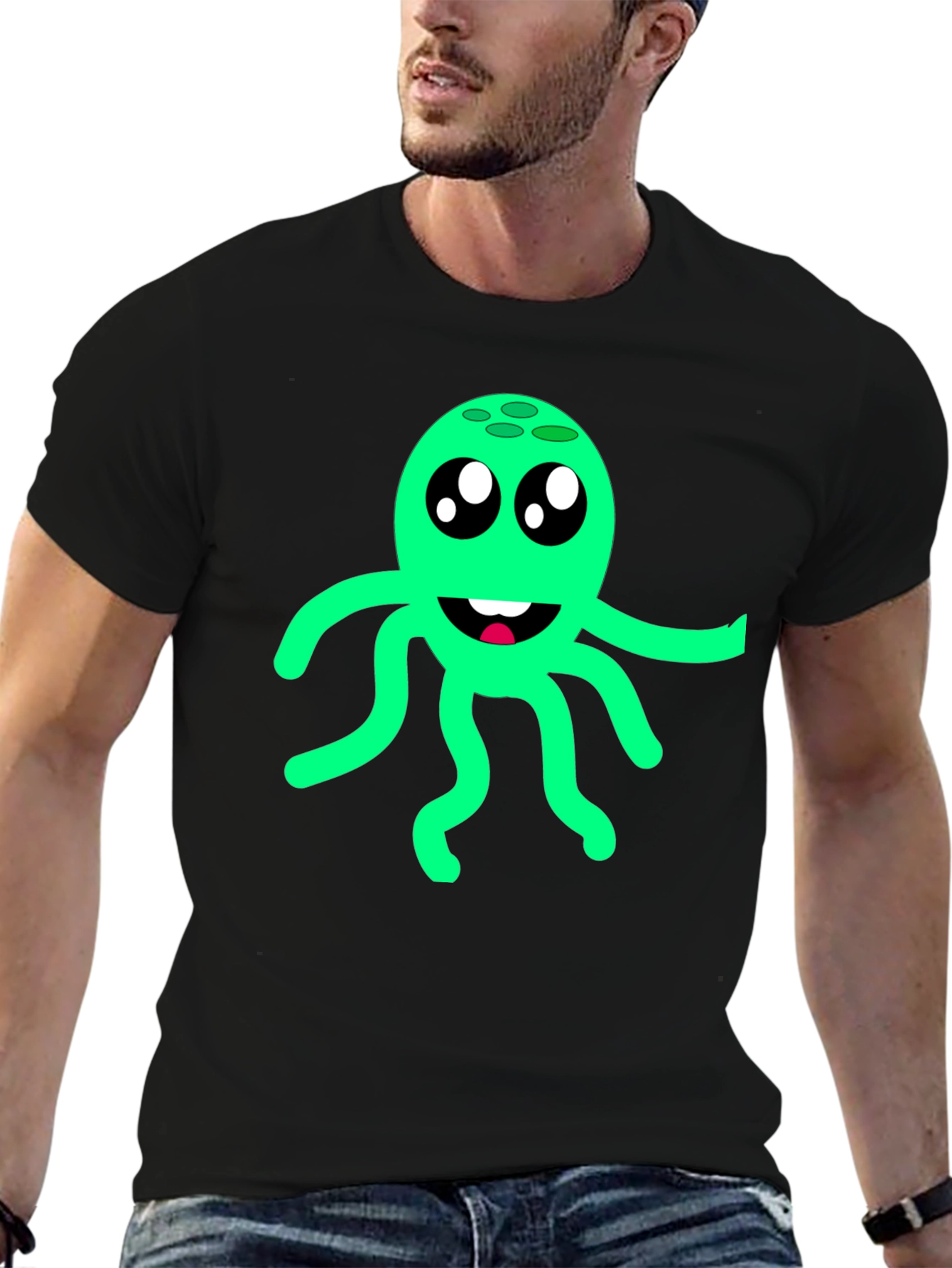 Cute Octopus Graphic Tee - Fun Black T-Shirt
