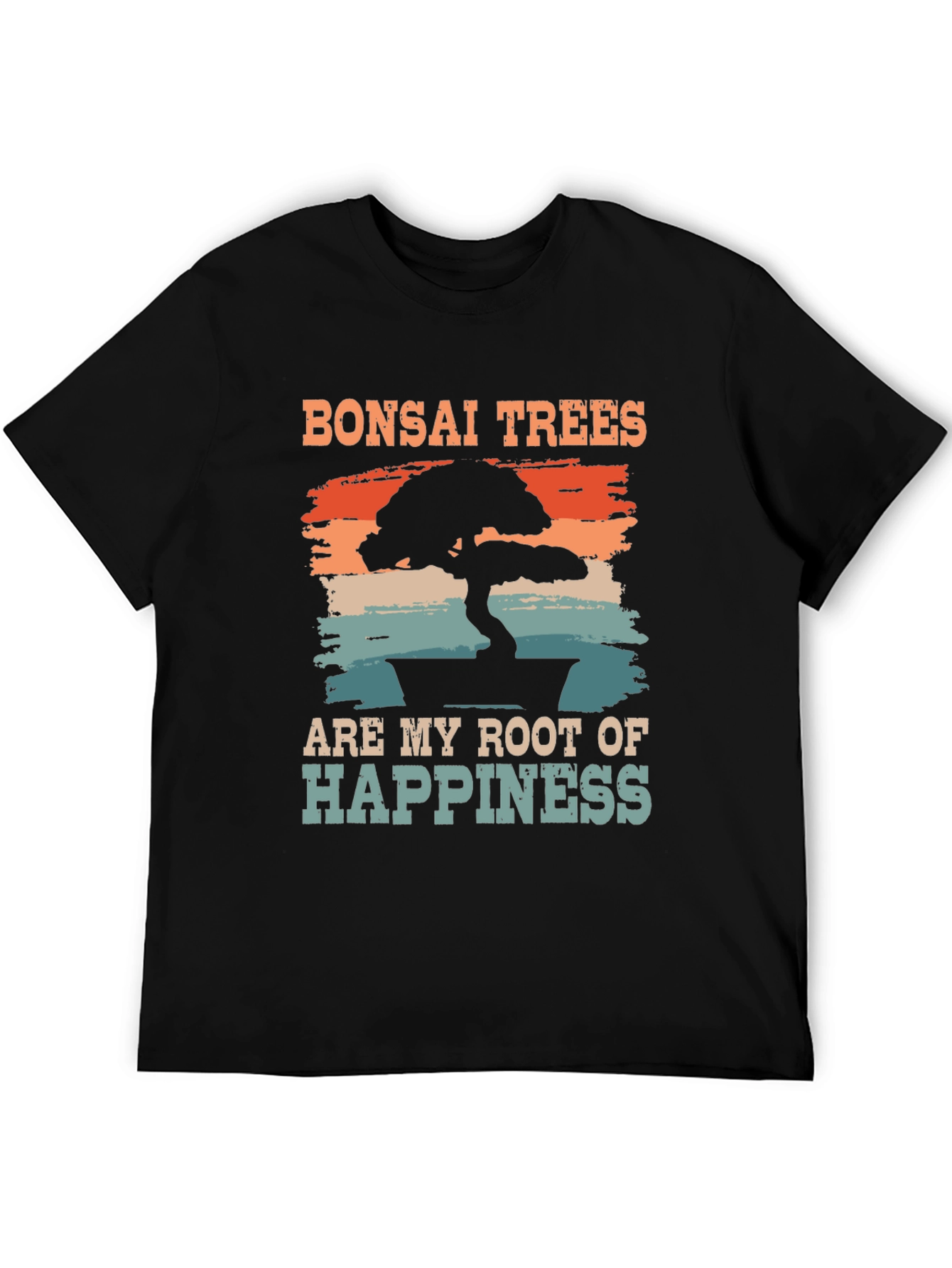 Bonsai Trees Root of Happiness Black T-Shirt