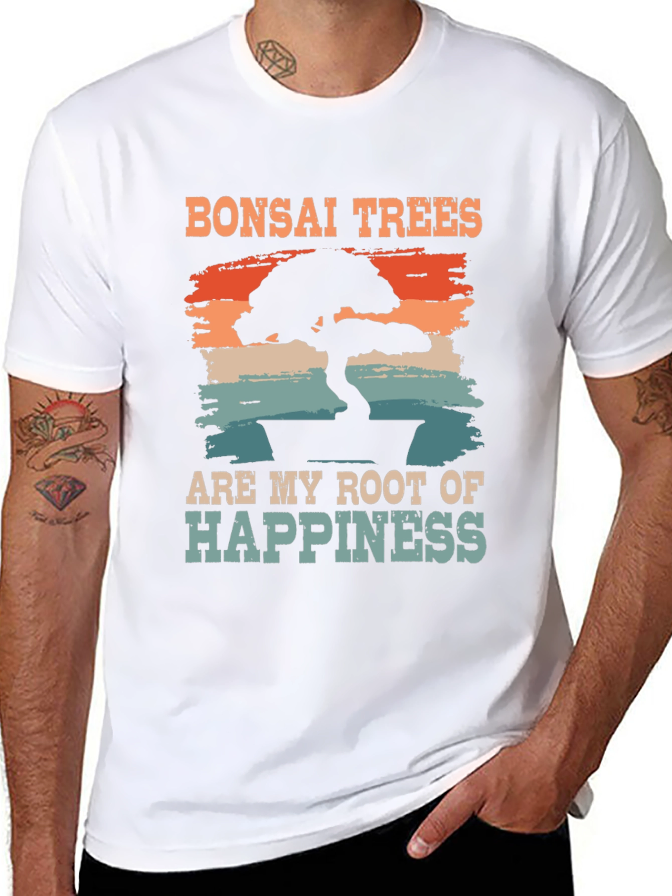 Bonsai Trees Root of Happiness Black T-Shirt