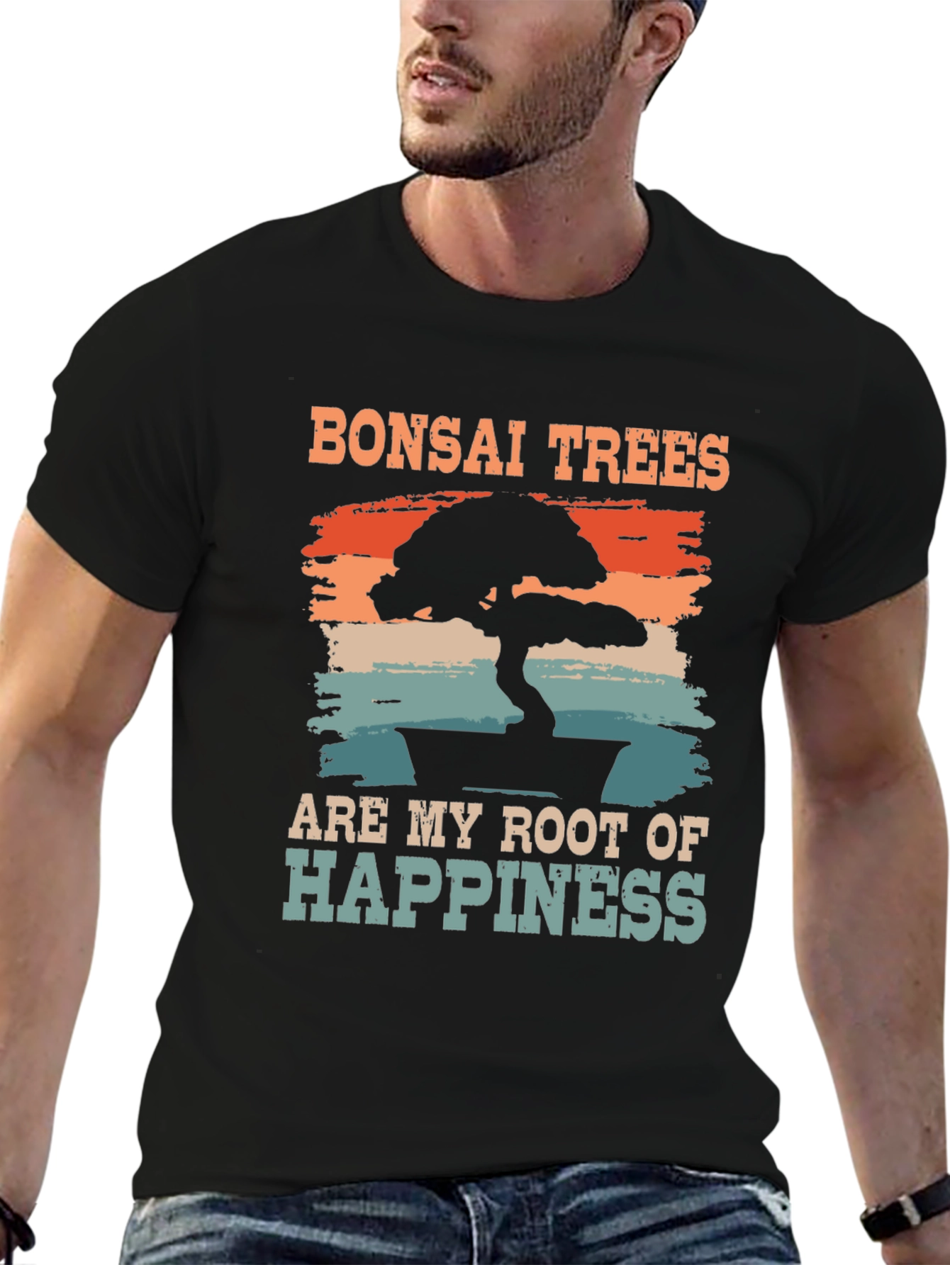 Bonsai Trees Root of Happiness Black T-Shirt