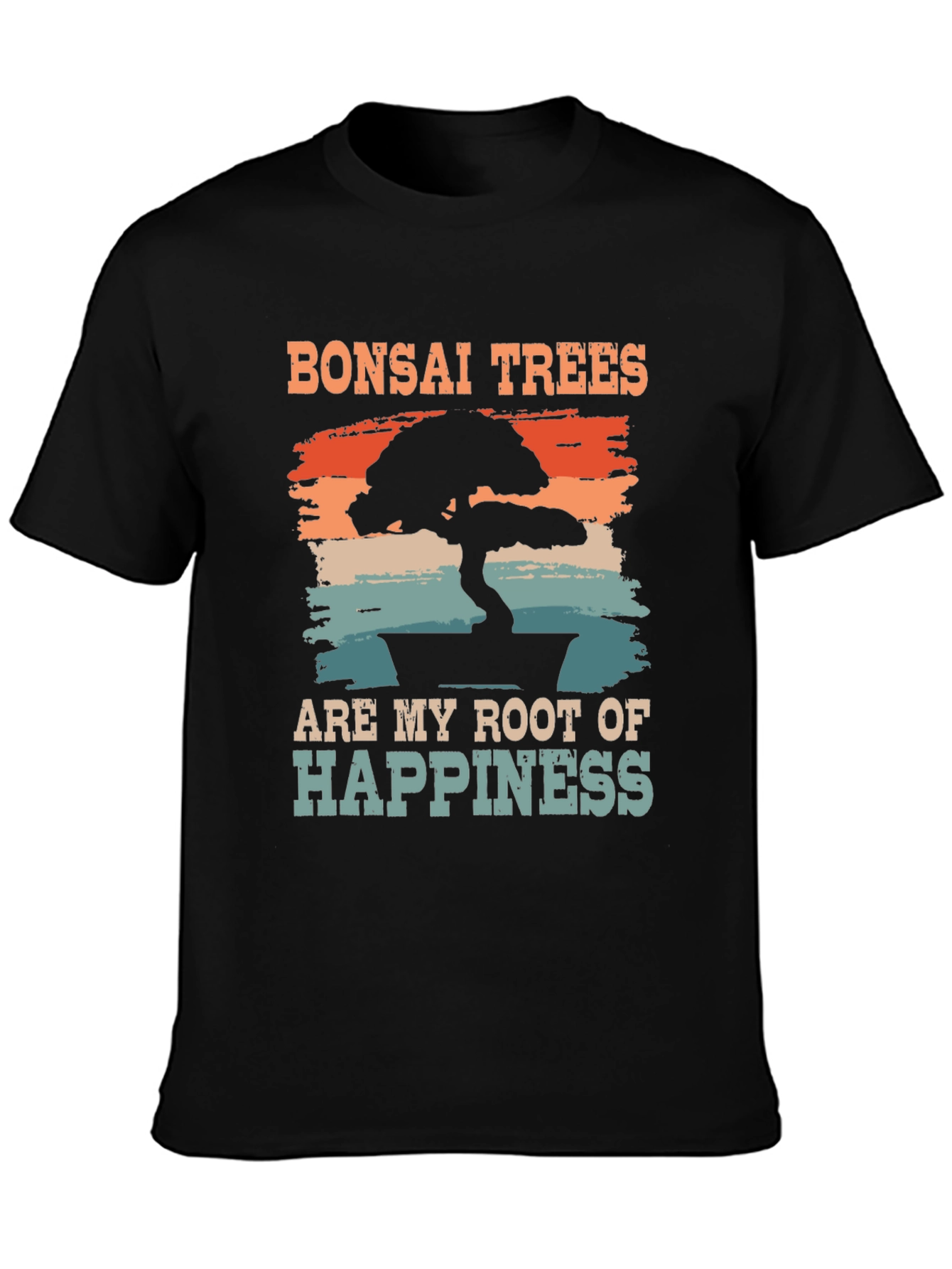 Bonsai Trees Root of Happiness Black T-Shirt