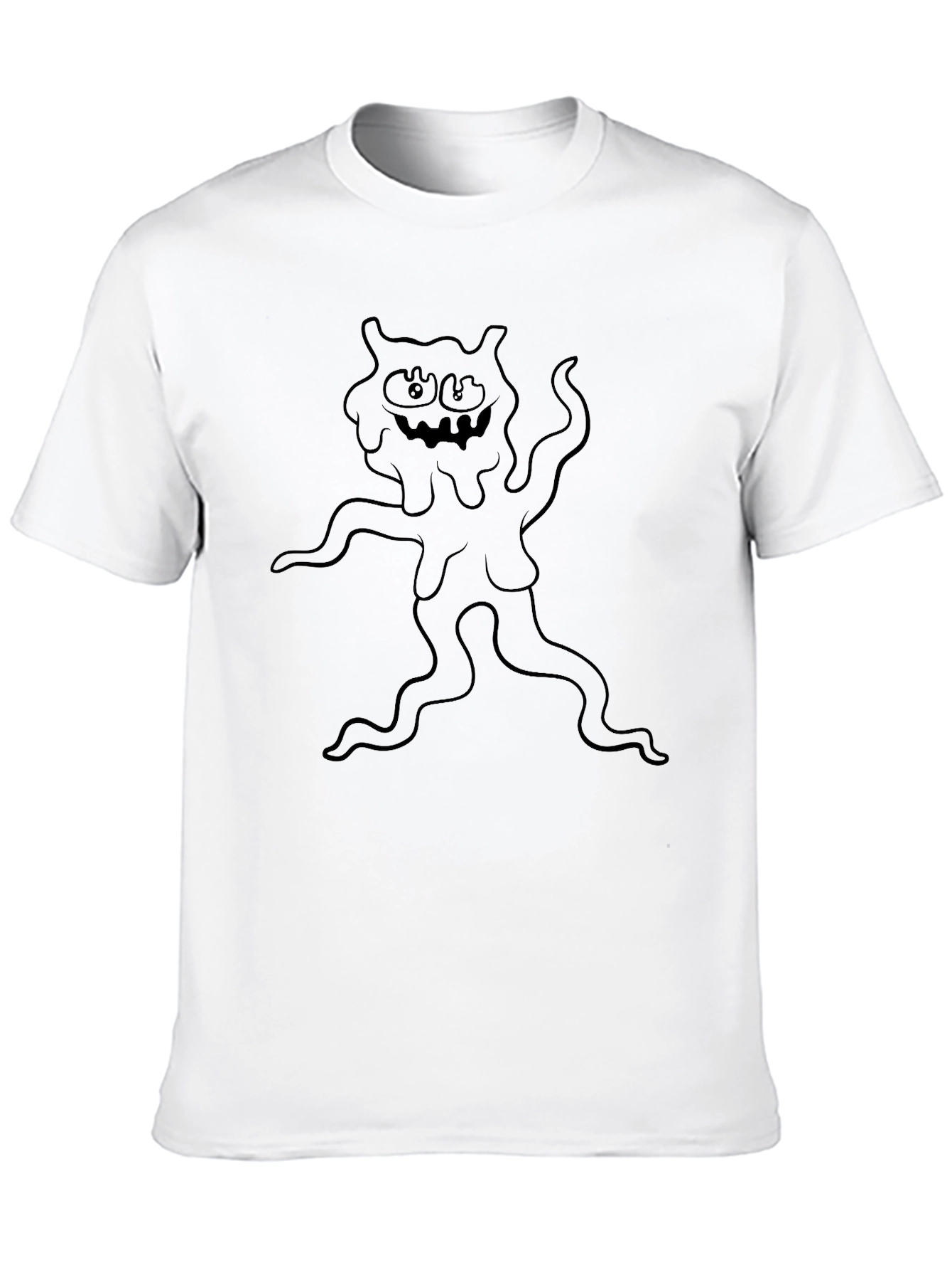 Mens Black Graphic Tee - Cartoon Monster Design