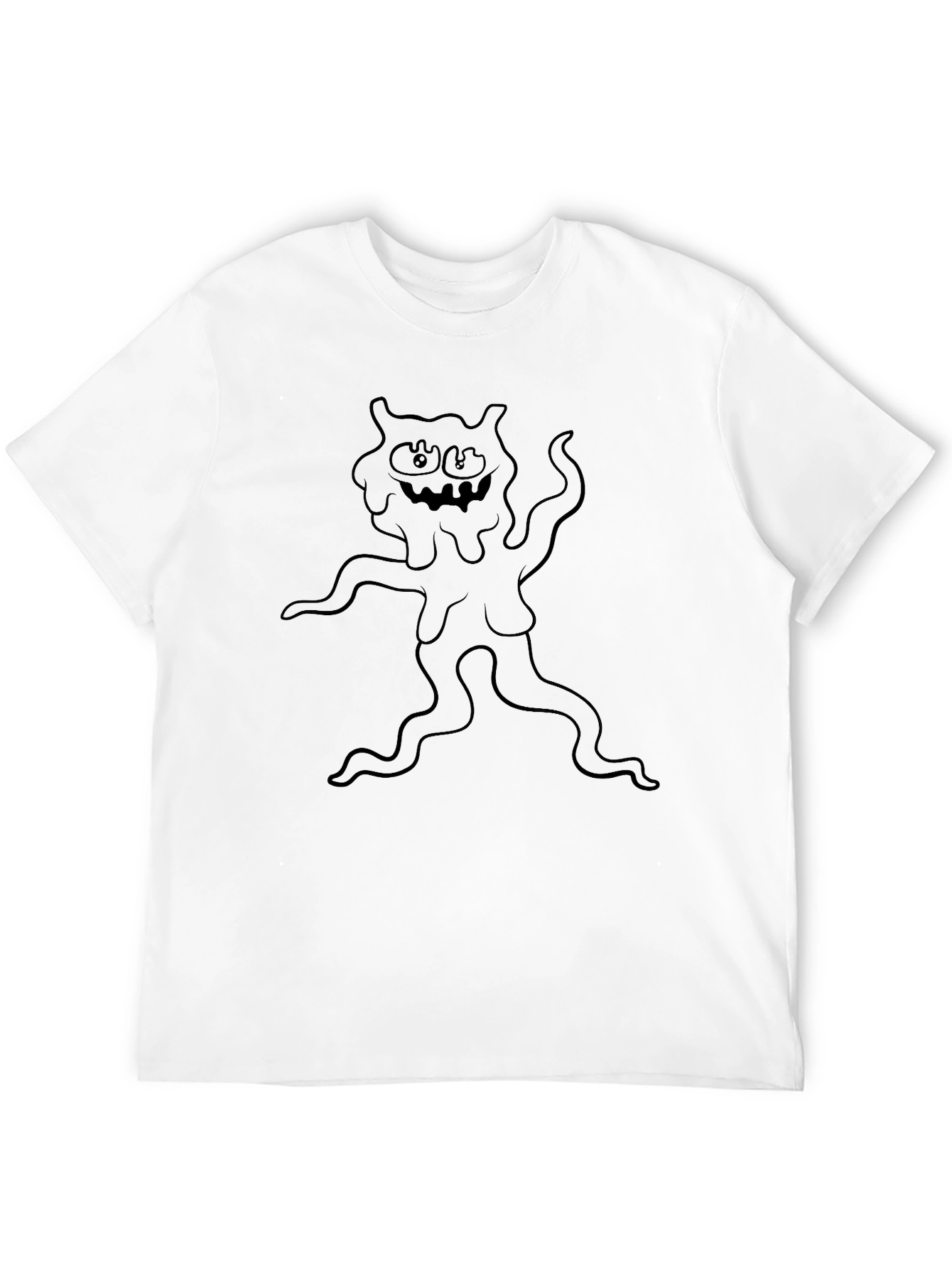 Mens Black Graphic Tee - Cartoon Monster Design