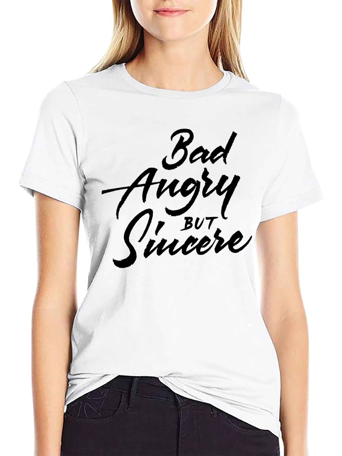 Bad Angry But Sincere Black Graphic Tee