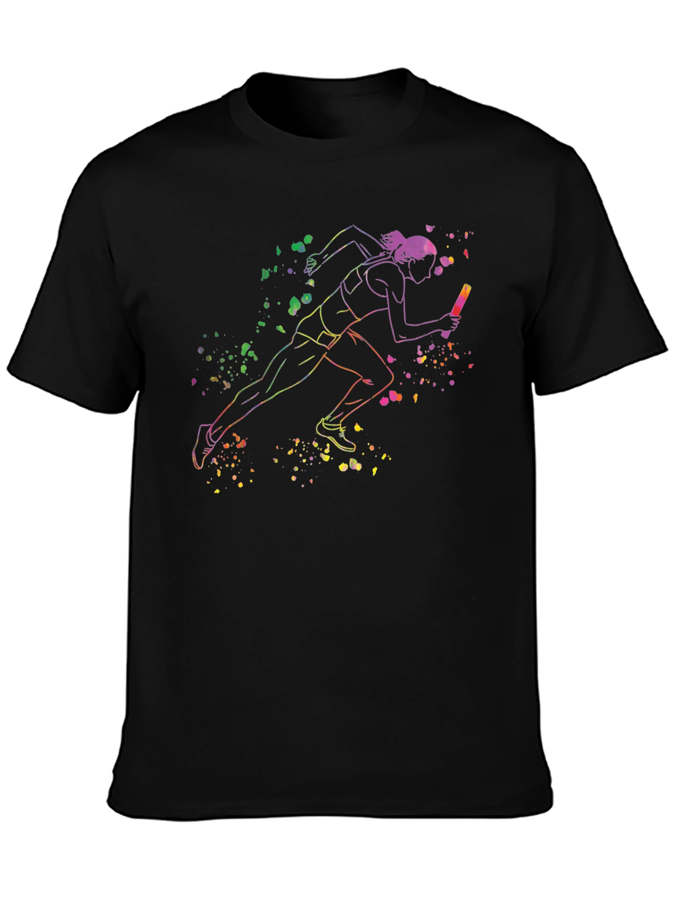 Runner Graphic Tee - Black Cotton Blend T-Shirt