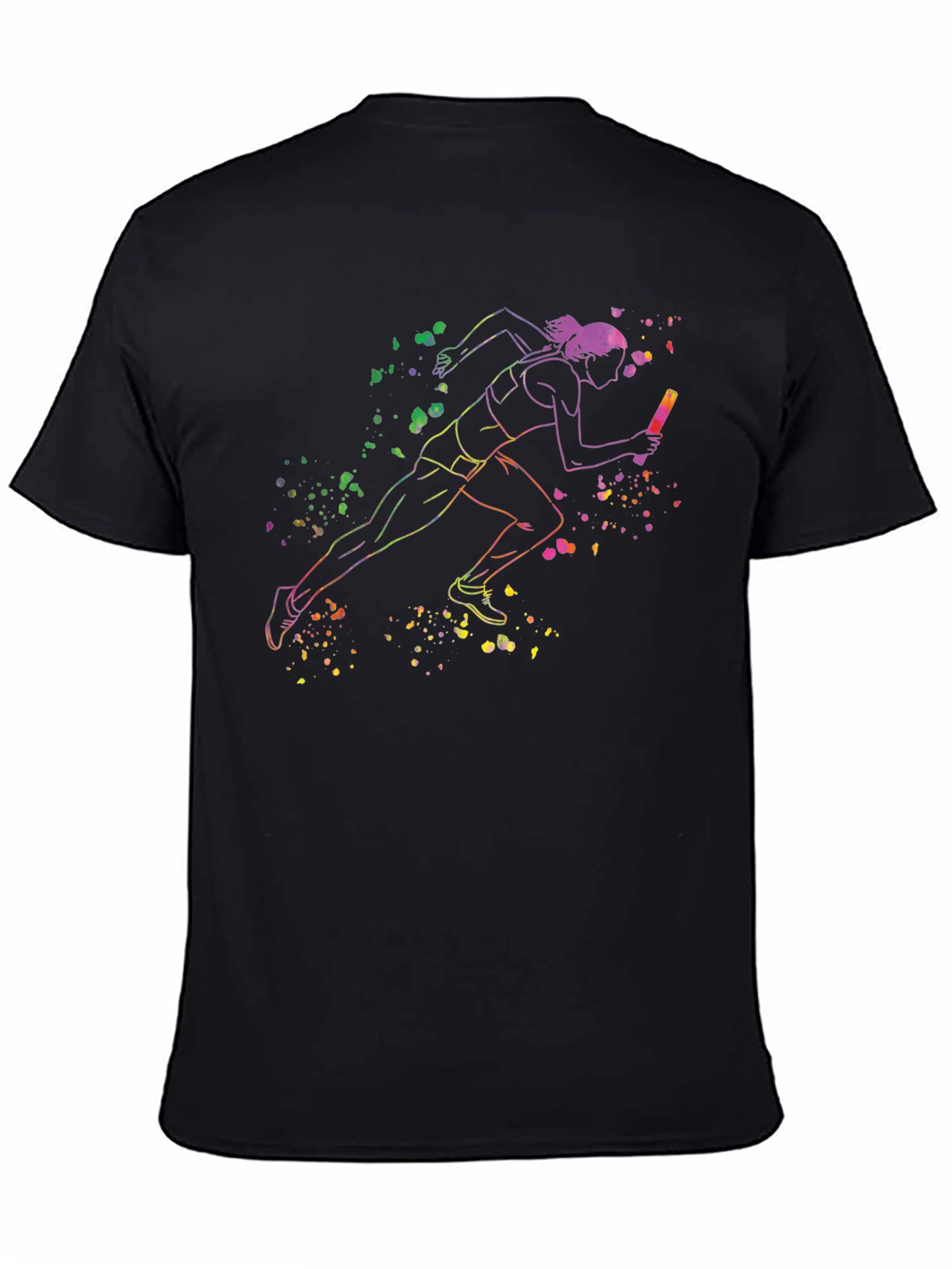 Runner Graphic Tee - Black Cotton Blend T-Shirt